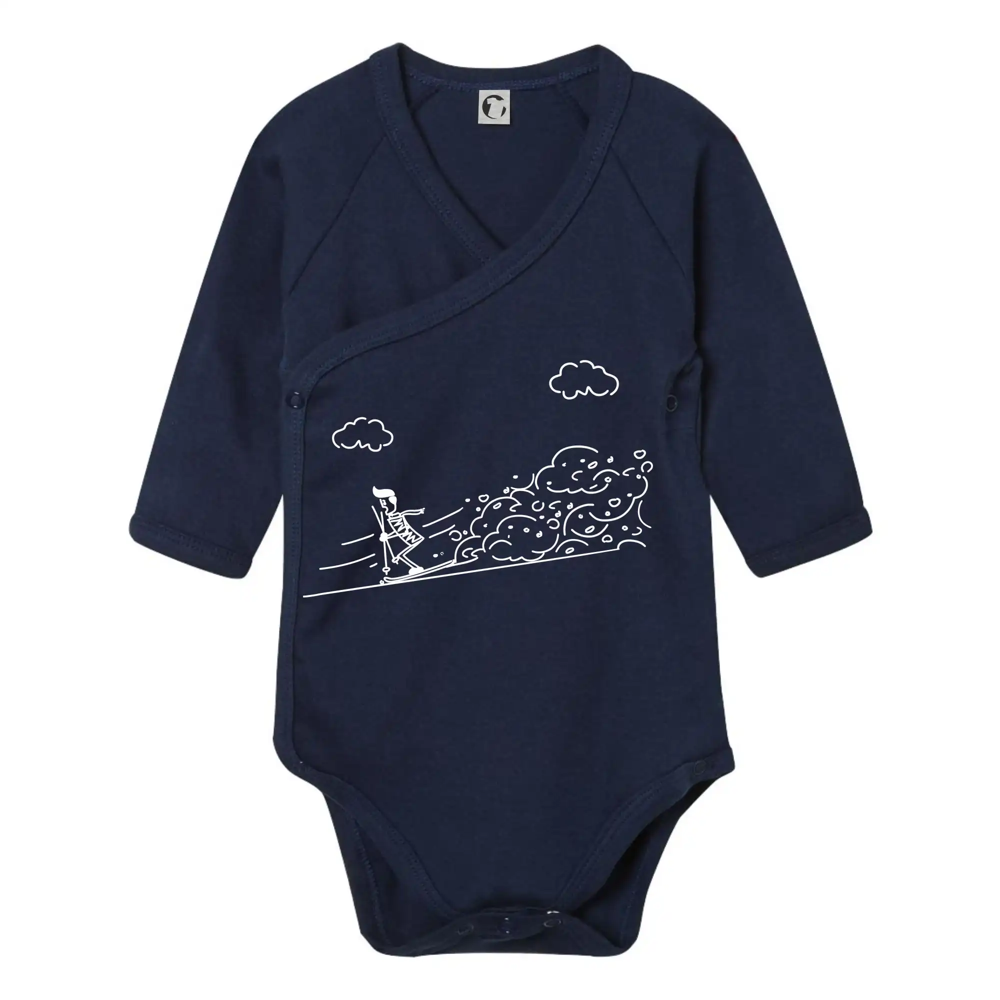 Kreslený lyžař na horách