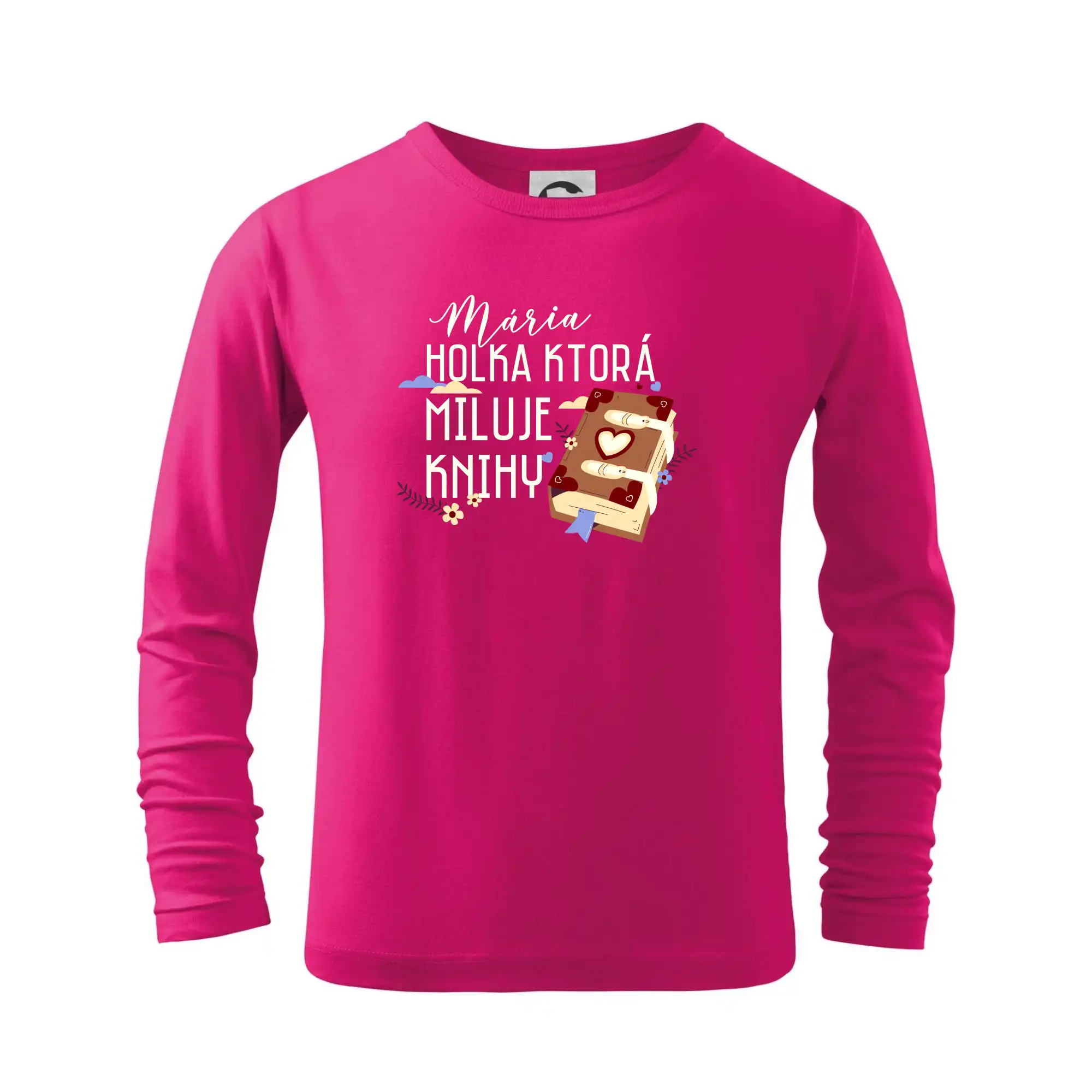 Tričká s motívom kníh pre milovníkov čítania a vône papiera - Kniha - Holka, ktorá miluje knihy  - Vaše meno - Tričko detské Long Sleeve