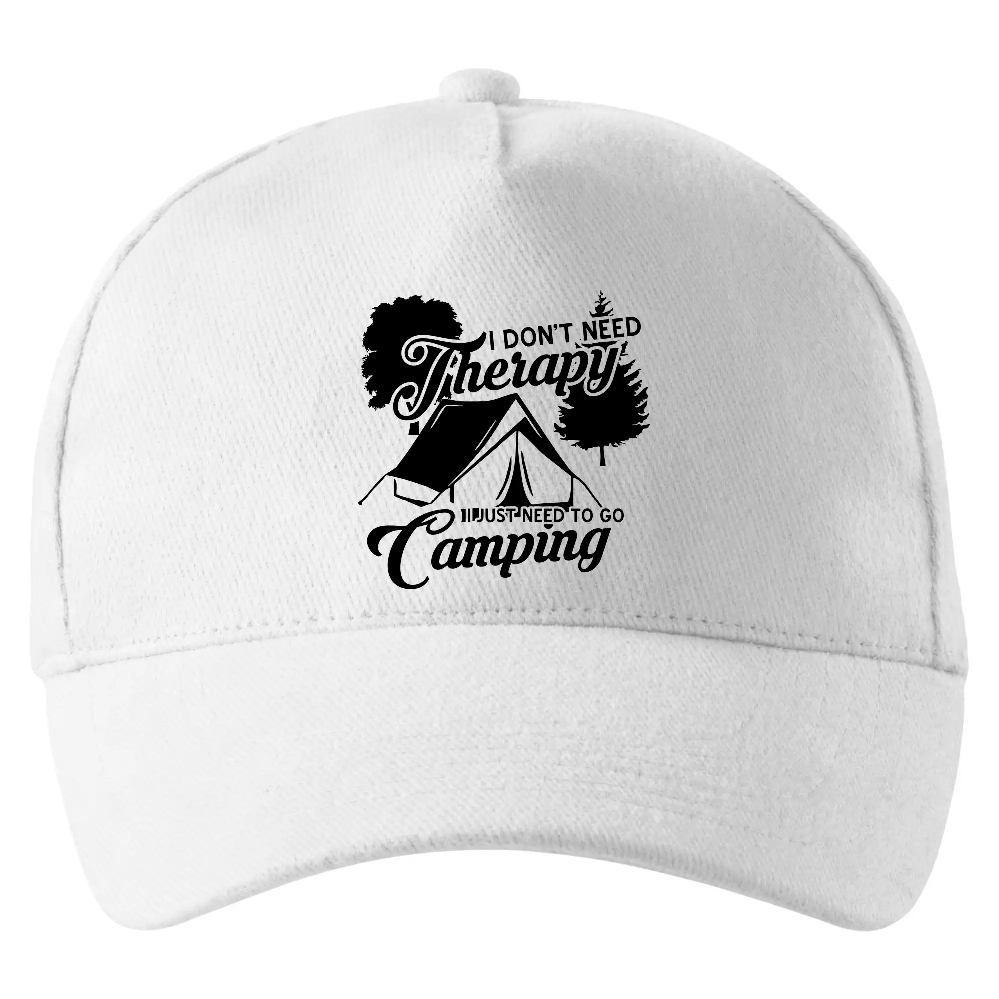 Trička na kempovanie - I don't need therapy camping - Šiltovka so zahnutým šiltom a mosaznou sponou