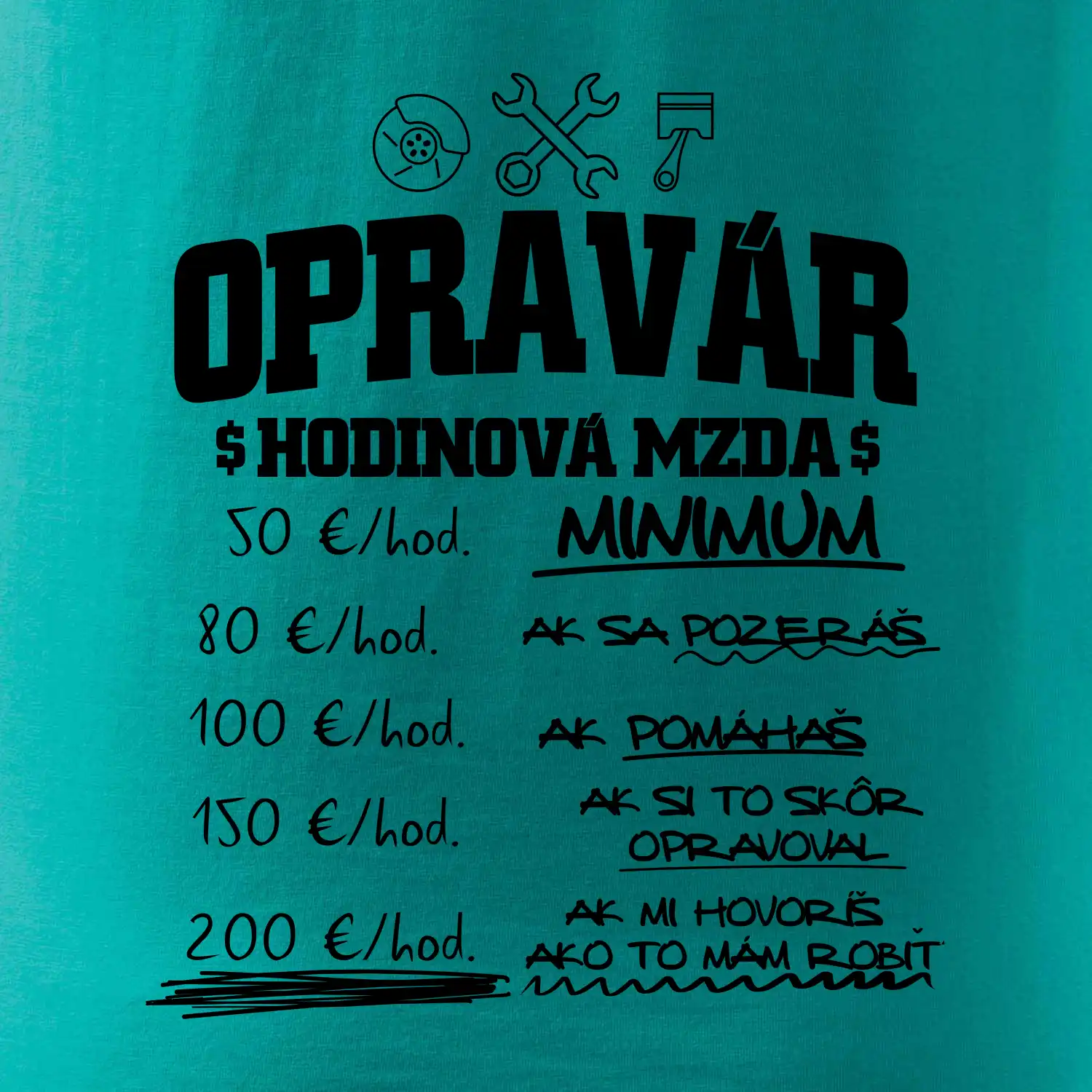 Hodinová mzda - opravár