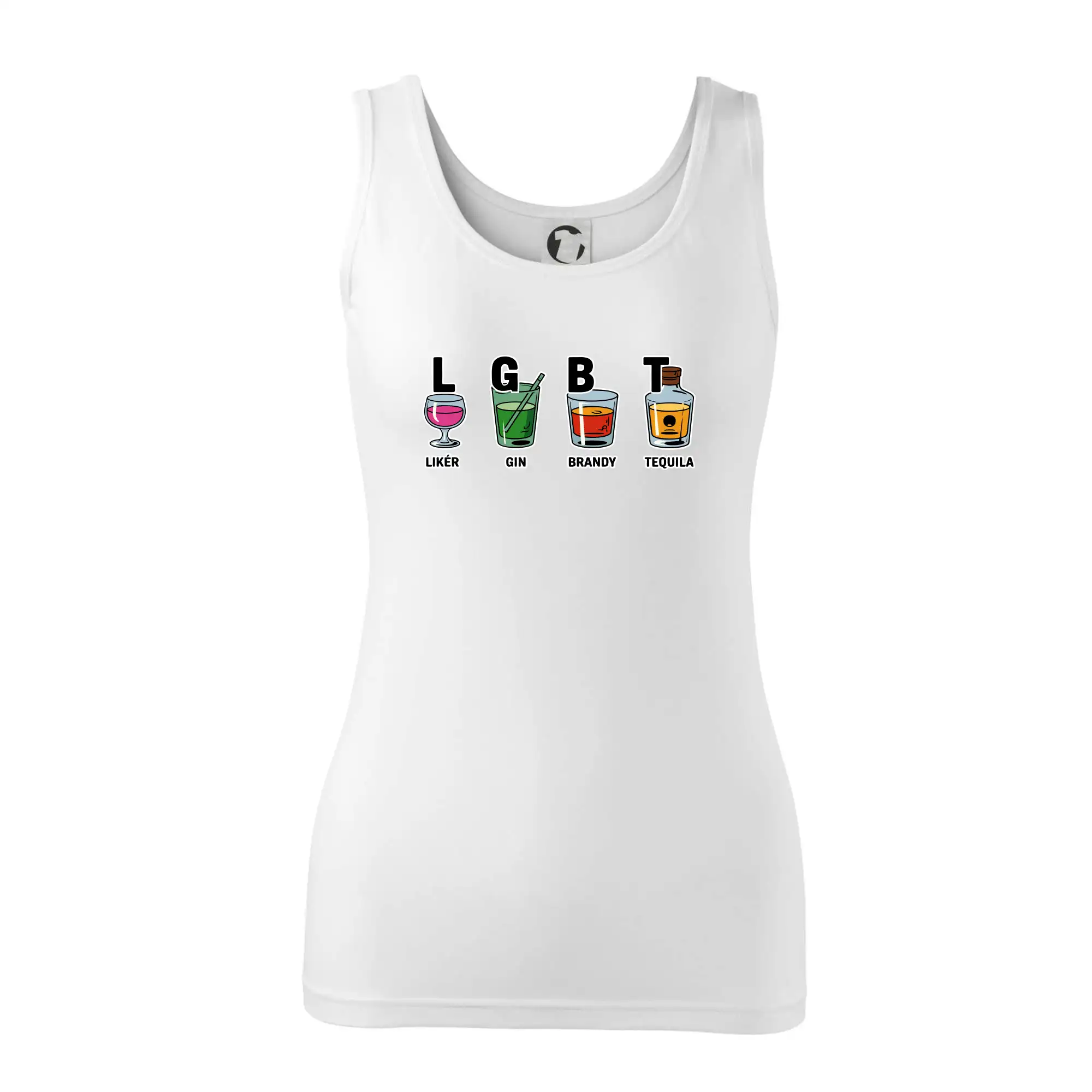 Tričká pre LGBT a Queer komunitu - LGBT -  Likér, Gin, Brandy, Tequila - Dámske tielko