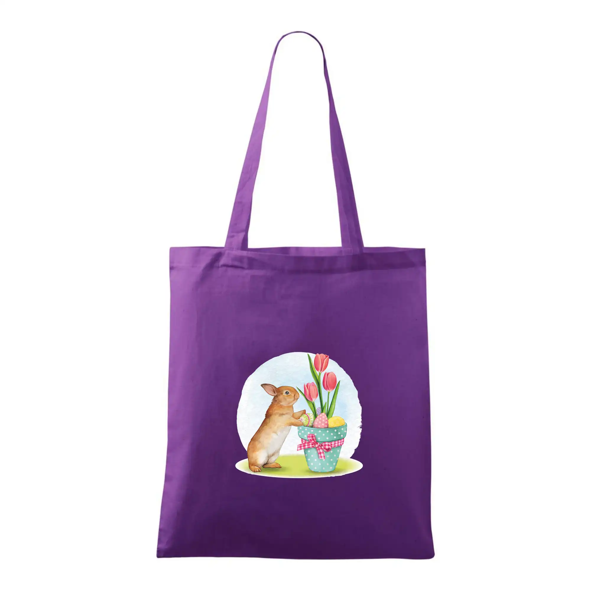 Veľkonočné tričká - Veľkonočný zajačik tulipány - Taška bavlnená