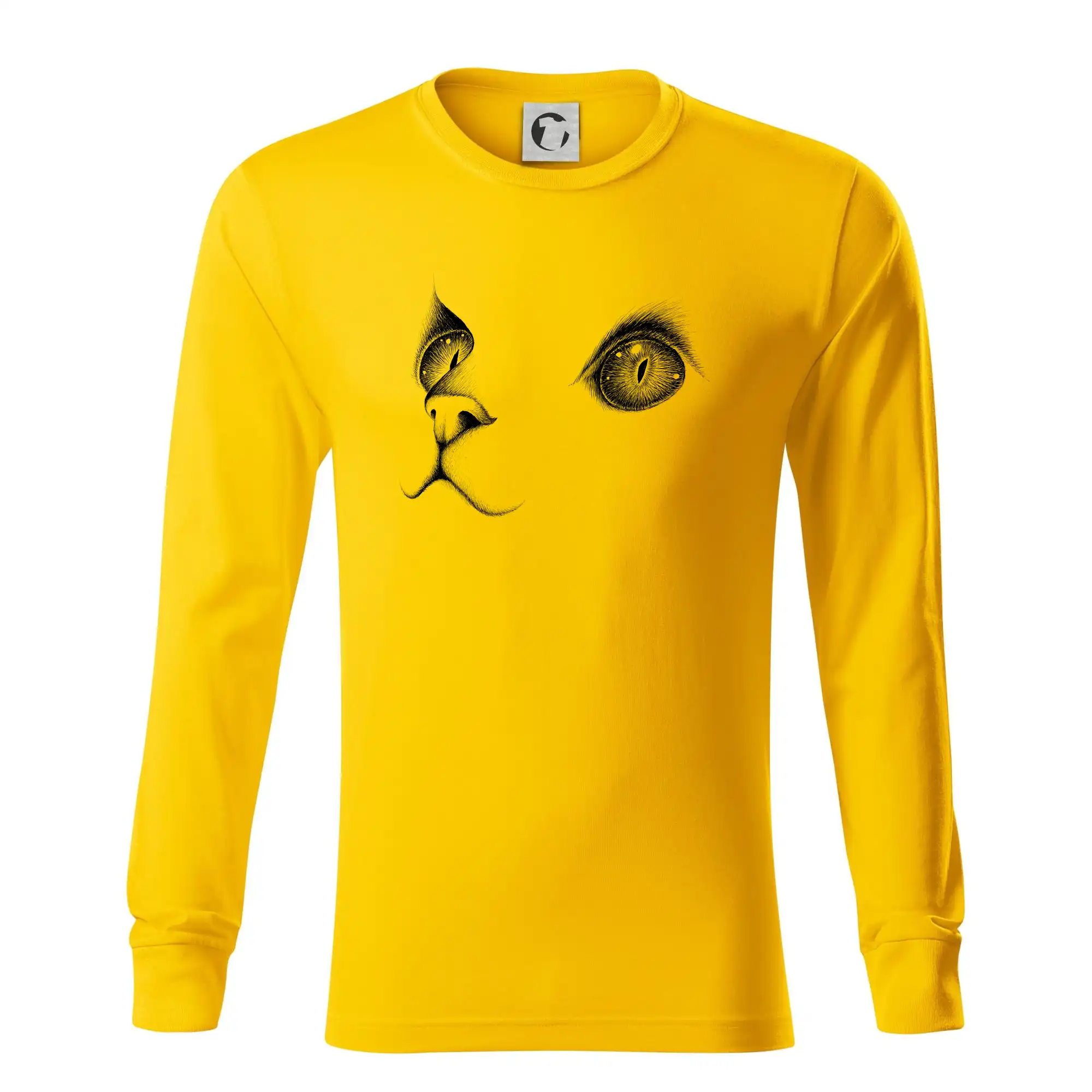 Vtipná tričká s mačkou - Mačacie oči čierne - Tričko s dlhým rukávom LS R05