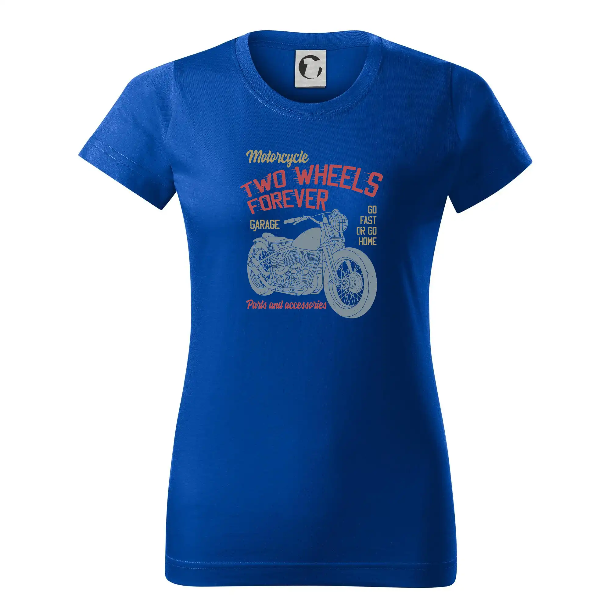 Tričká a mikiny s potlačou motoriek – pre pravých motorkárov - Two wheels forever go fast - Dámske tričko basic - ľahko voľnejšie a dlhšie