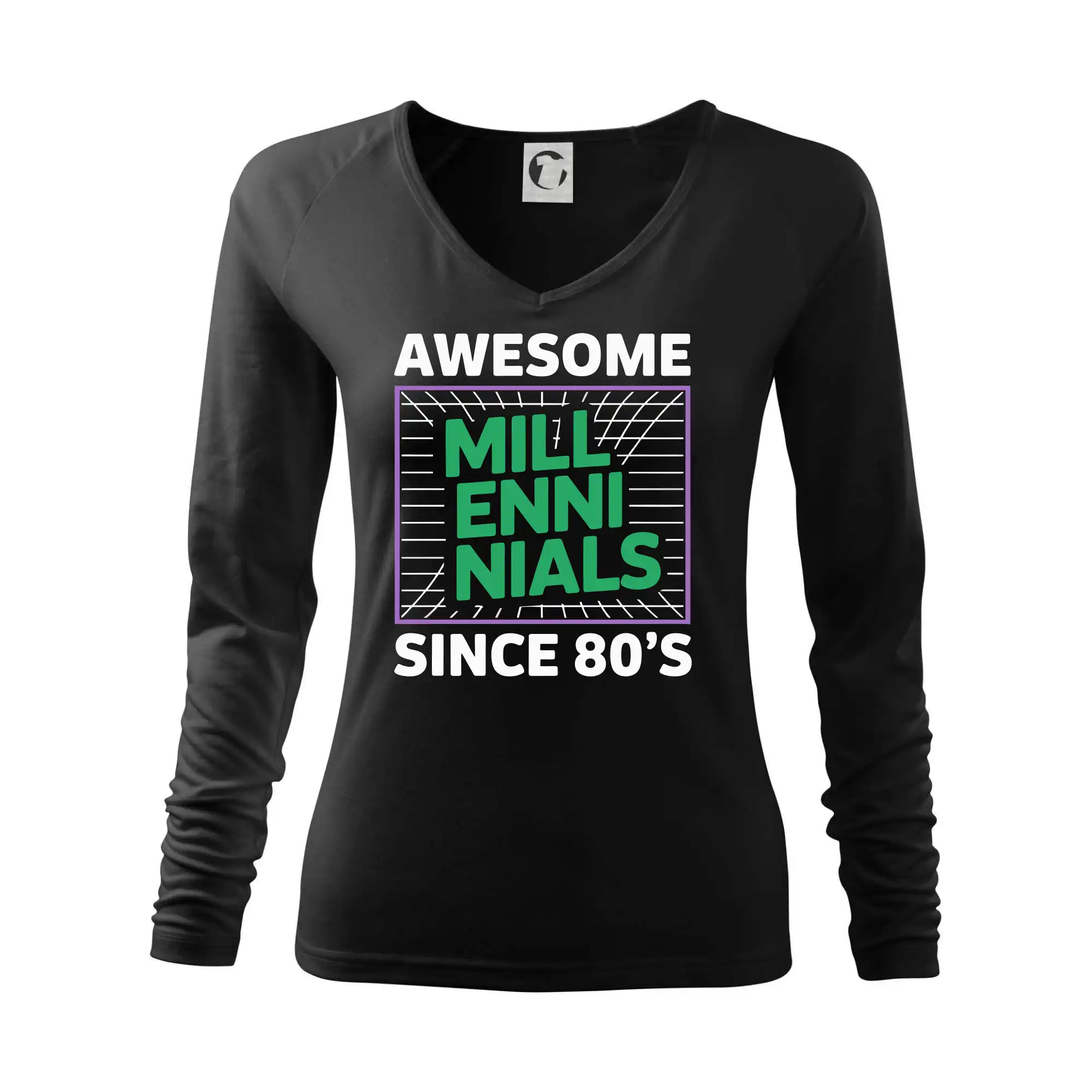 Tričká s motívmi ktoré frčia na internete - Generace Y - Zelený Awesome Millennials Since 80's - Tričko dámske Elegance