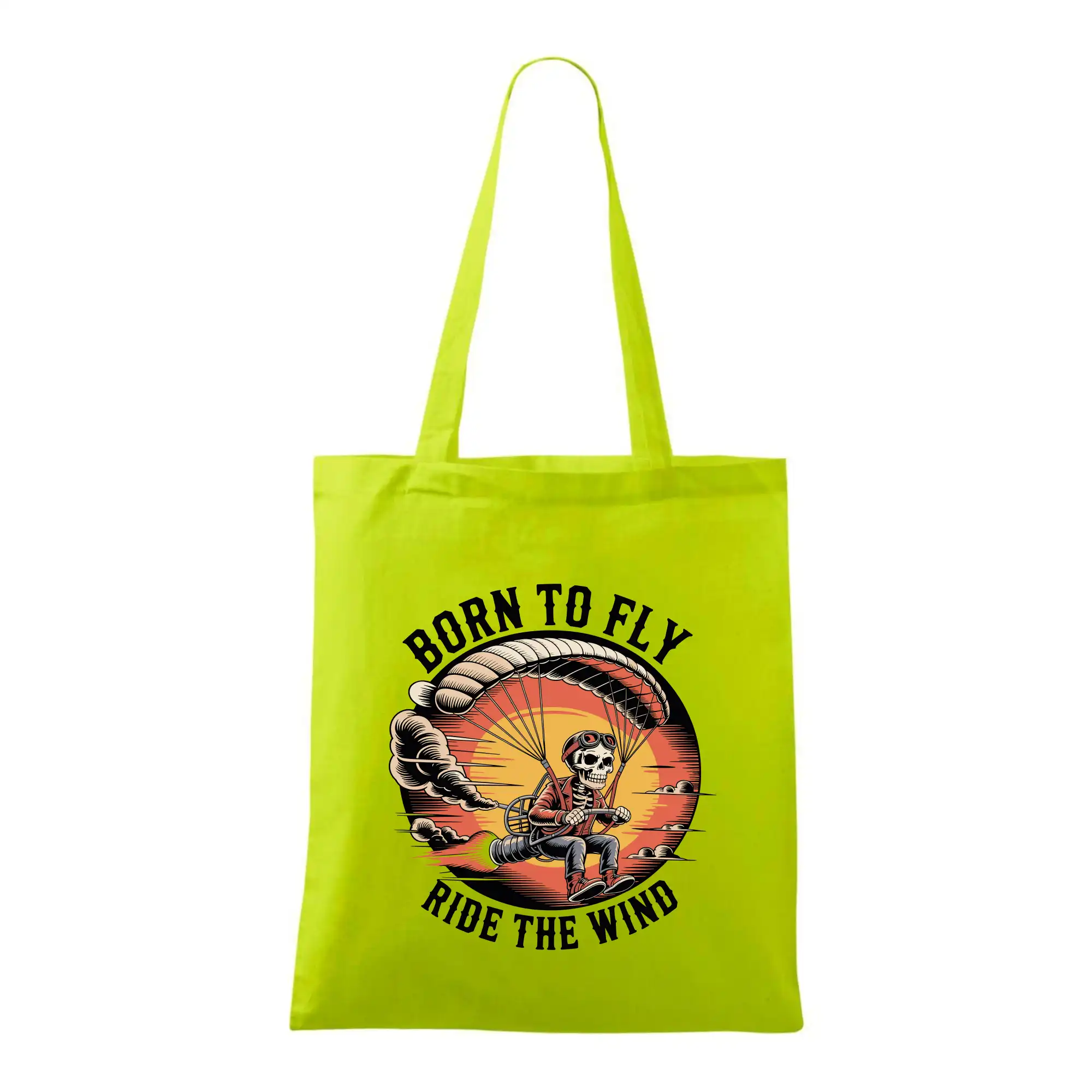 Tričká s motívom paraglidingu - Paraglide BORN TO FLY RIDE THE WIN - Taška bavlnená