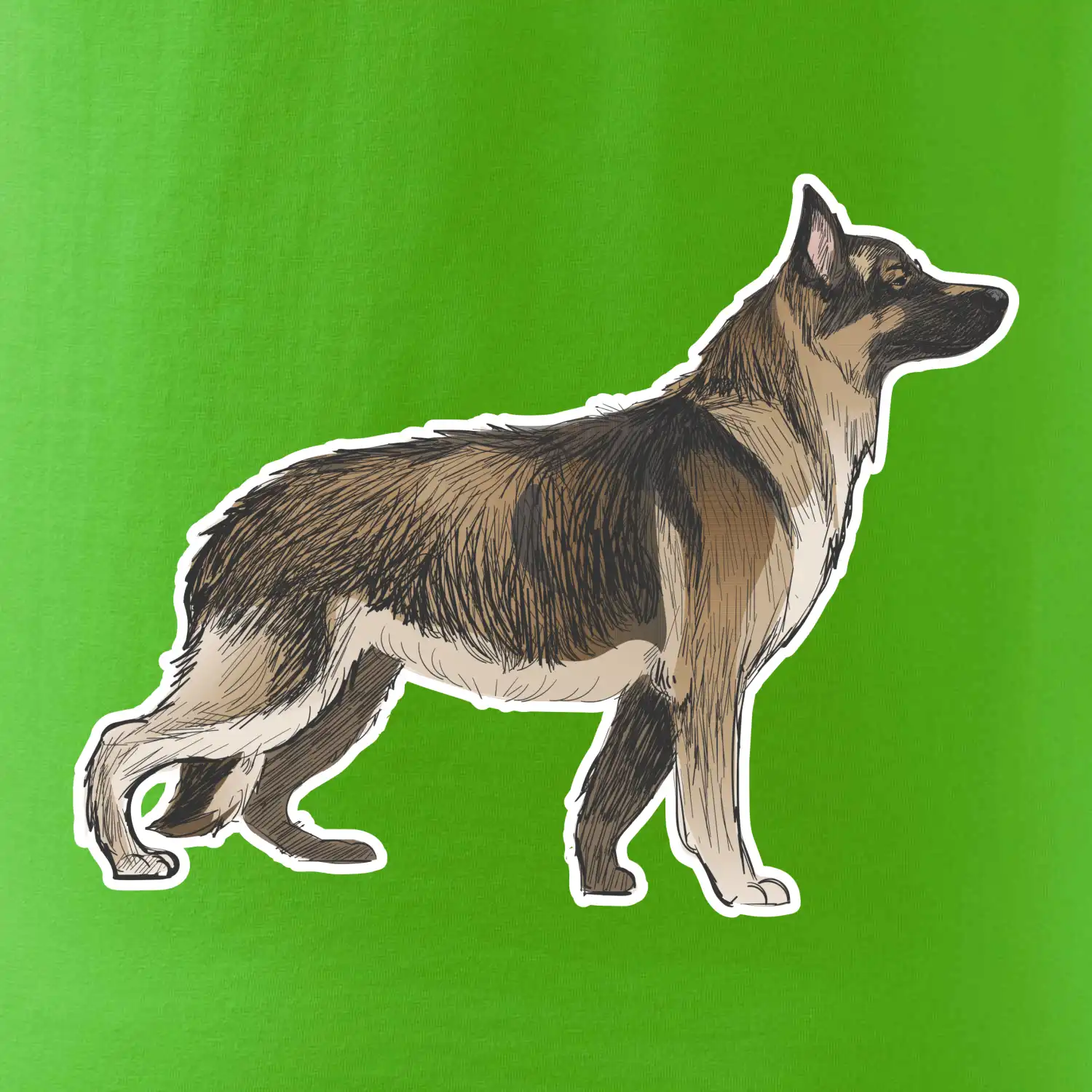 Německý ovčák - hnědý kreslený