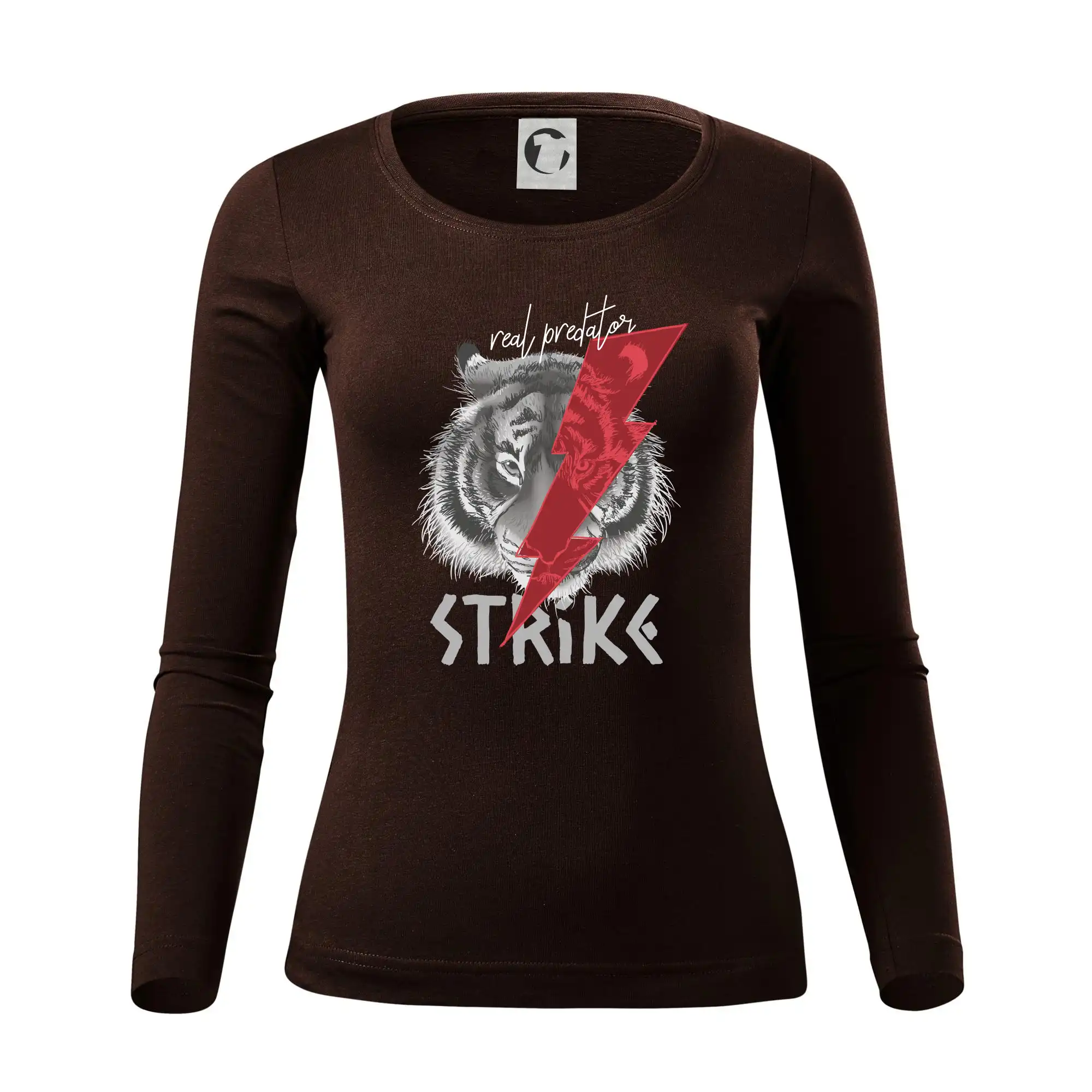 Vtipná tričká s mačkou - Tygr - strike - Dámske tričko FIT-T LS - zužené