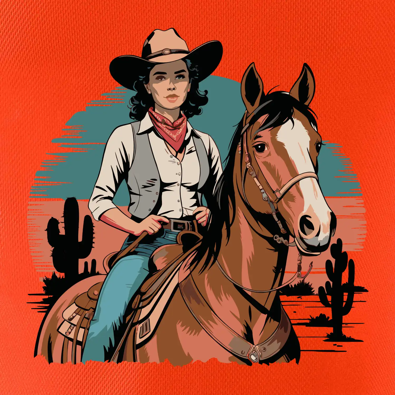 Cowgirl vintage na koni