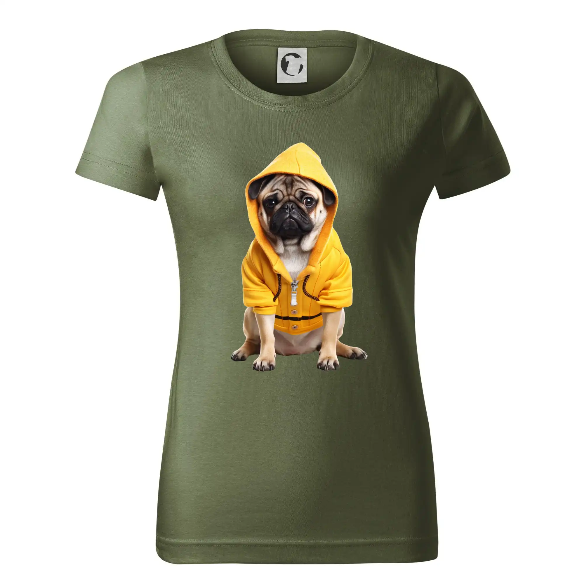 Mops na tričku - Mops v mikine - Dámske tričko basic - ľahko voľnejšie a dlhšie