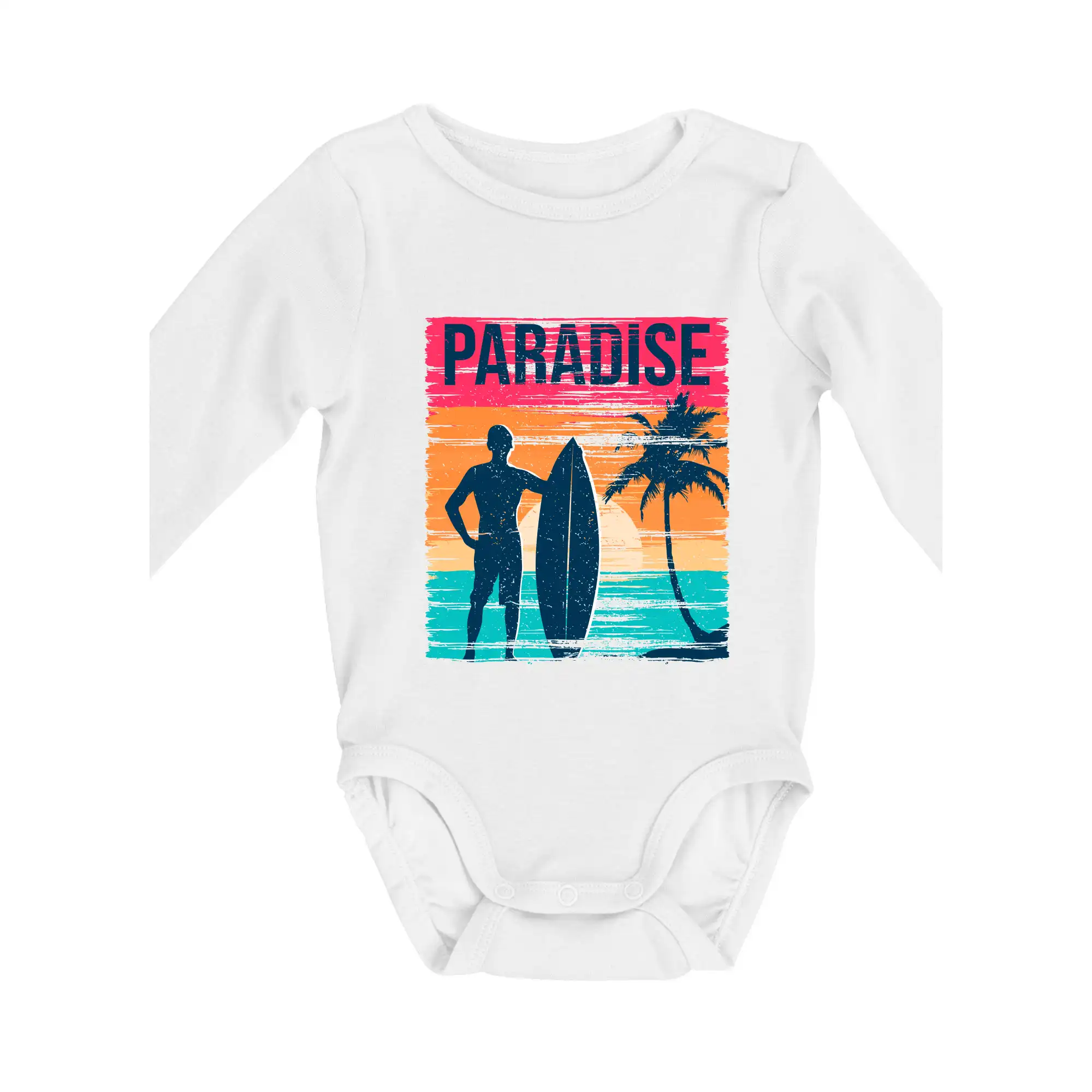 Ostatné mestá / miesta - Paradise - farebný štvorec - Body dojčenské s dlhým rukávom