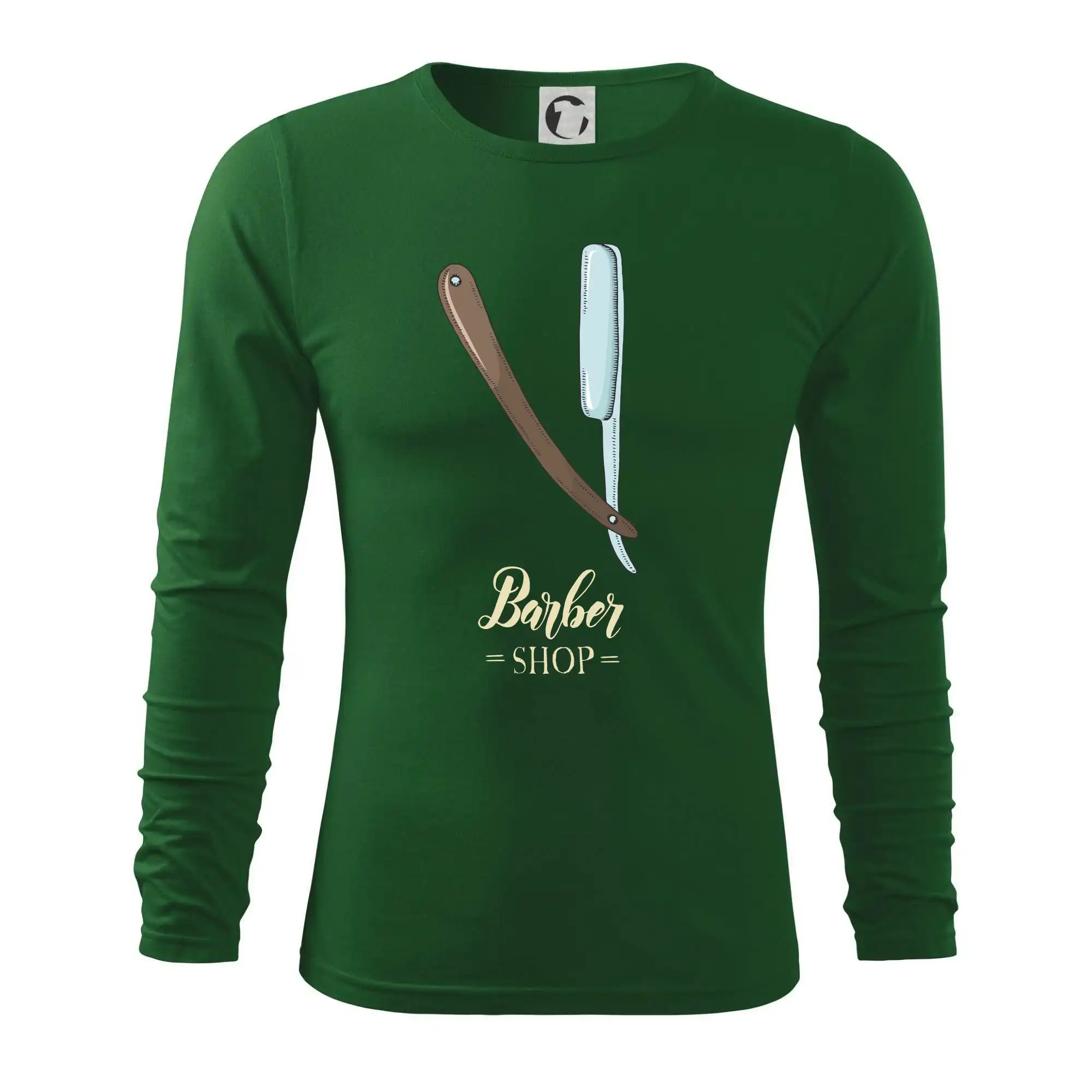 Vtipné tričká do práce - Barber Shop britva - Tričko s dlhým rukávom FIT-T long sleeve