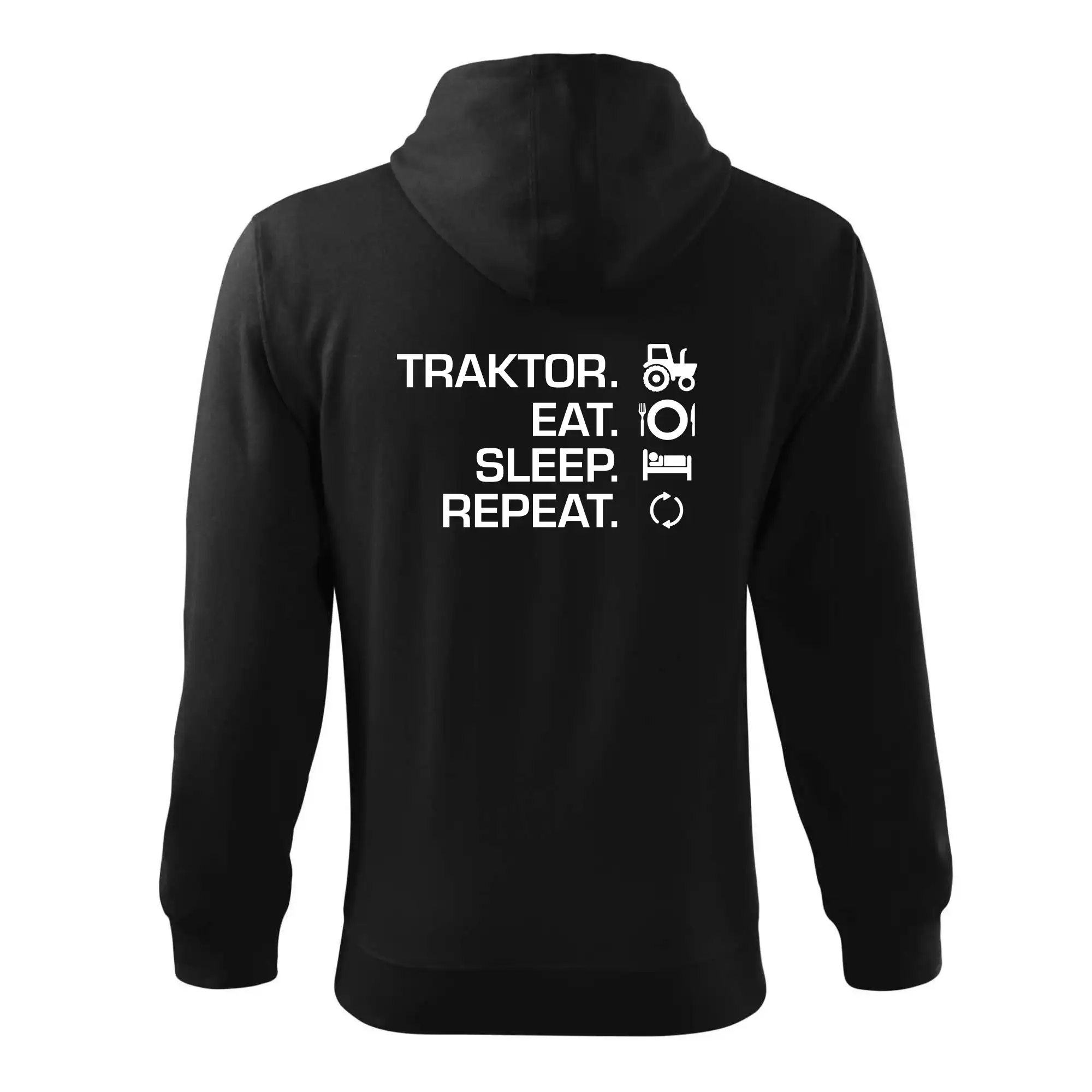 Traktor eat sleep repeat - Mikina s kapucňou na zips trendy zipper