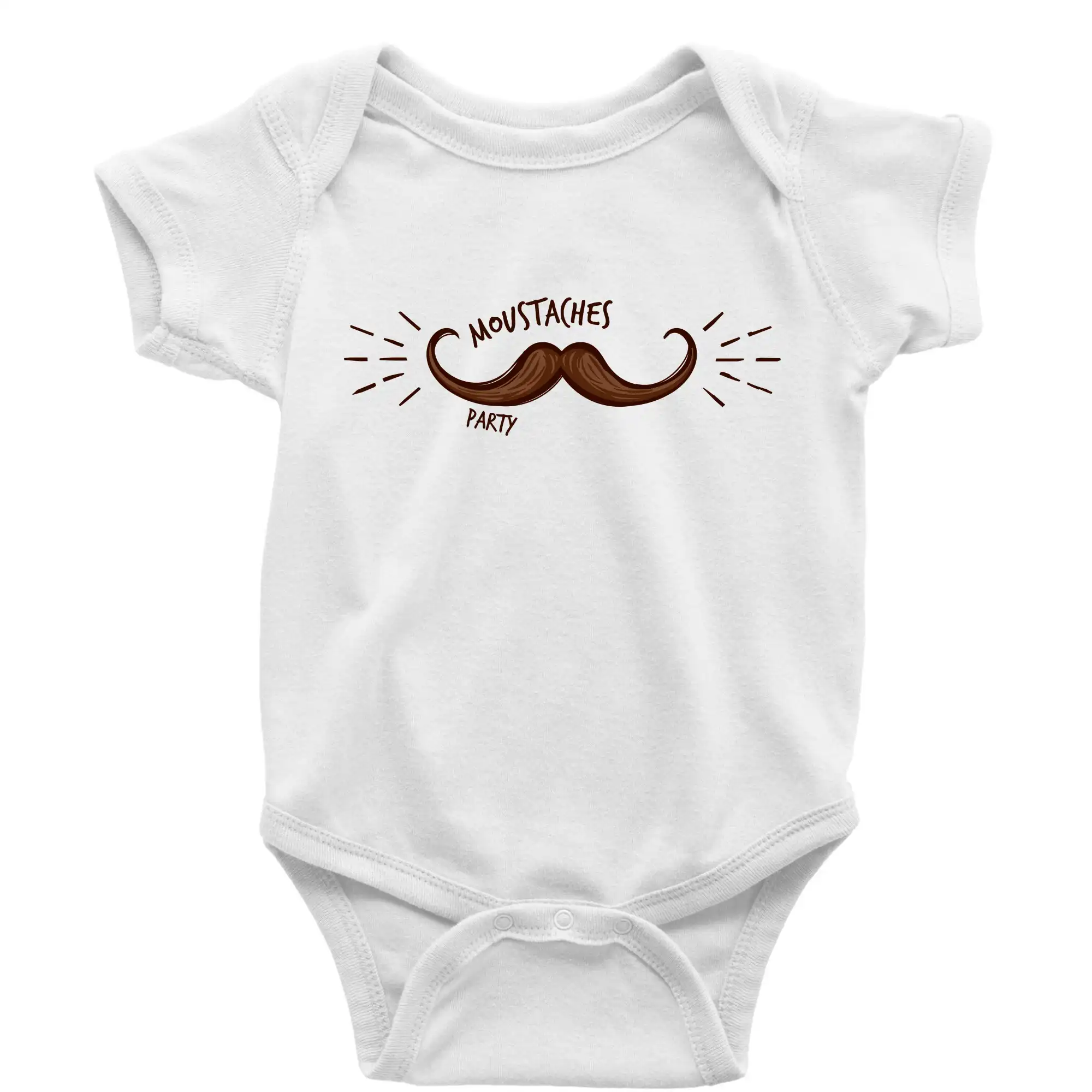 Tričká s fúzikmi - Moustache party - Body dojčenské s krátkym rukávom
