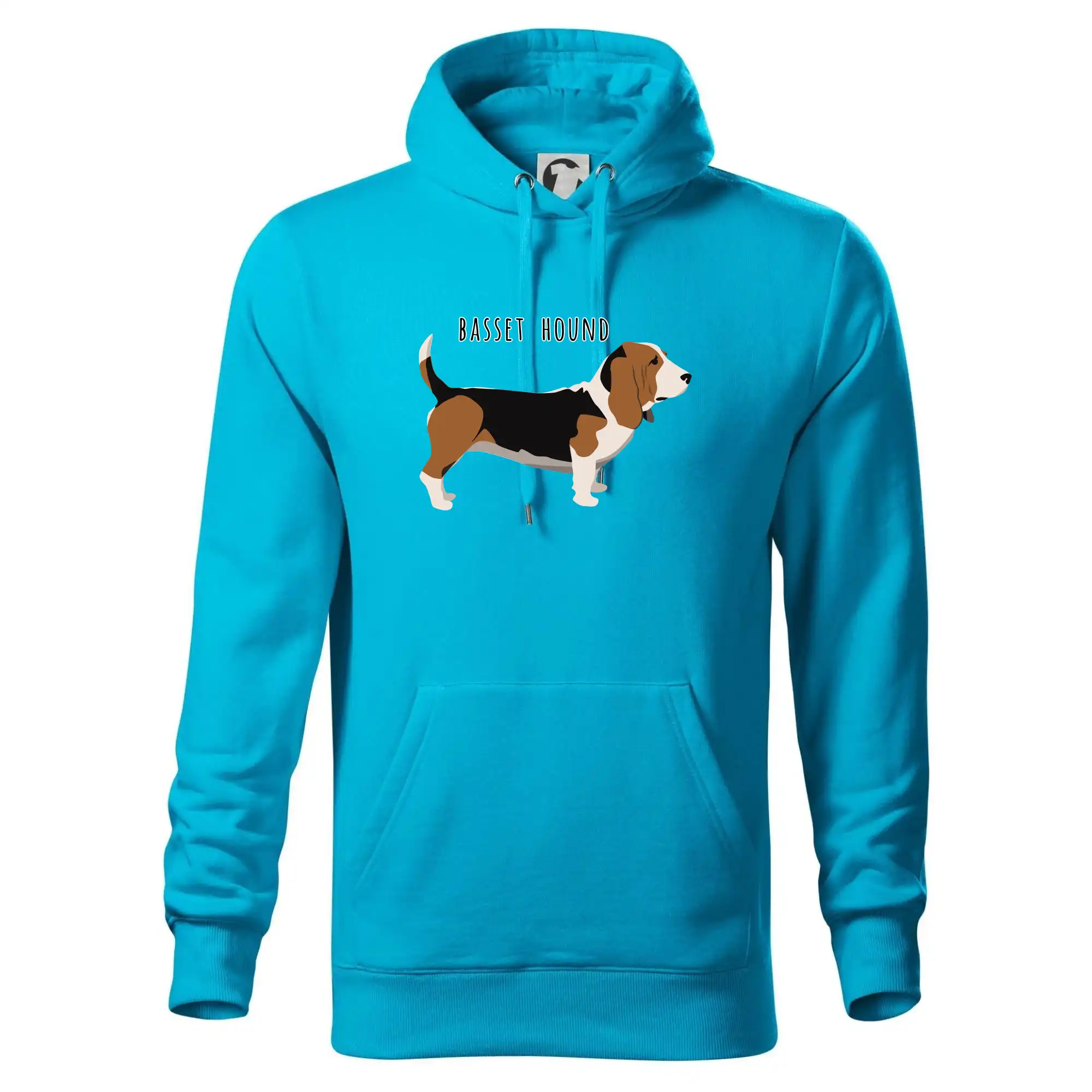 Baset na tričku - Basset hound pes s nápisom - Mikina pánska Cape s kapucňou