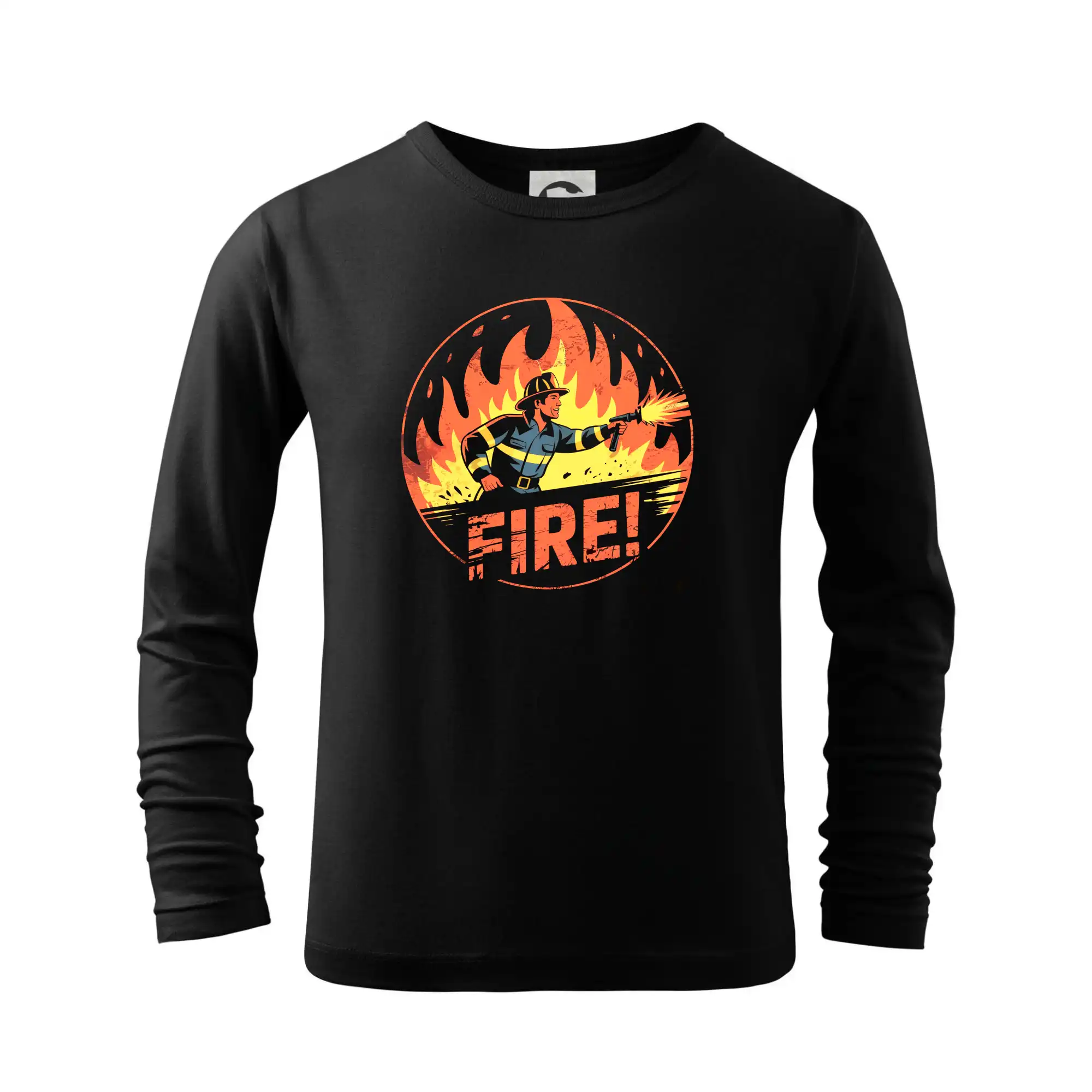 Originálne tričká pre hasičov - Logo okrúhle FIRE - Tričko detské Long Sleeve
