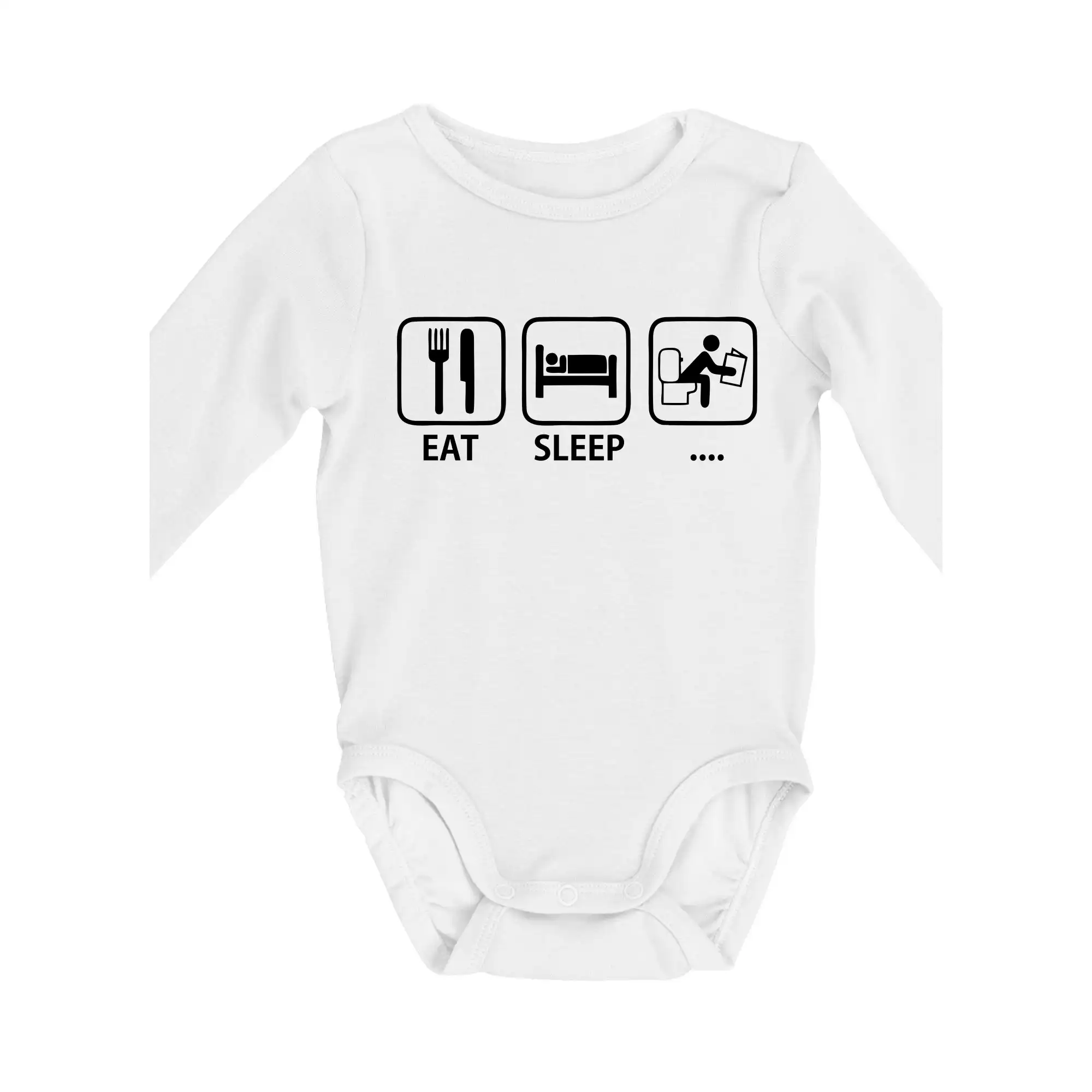Eat sleep repeat - Eat sleep záchod - Body dojčenské s dlhým rukávom