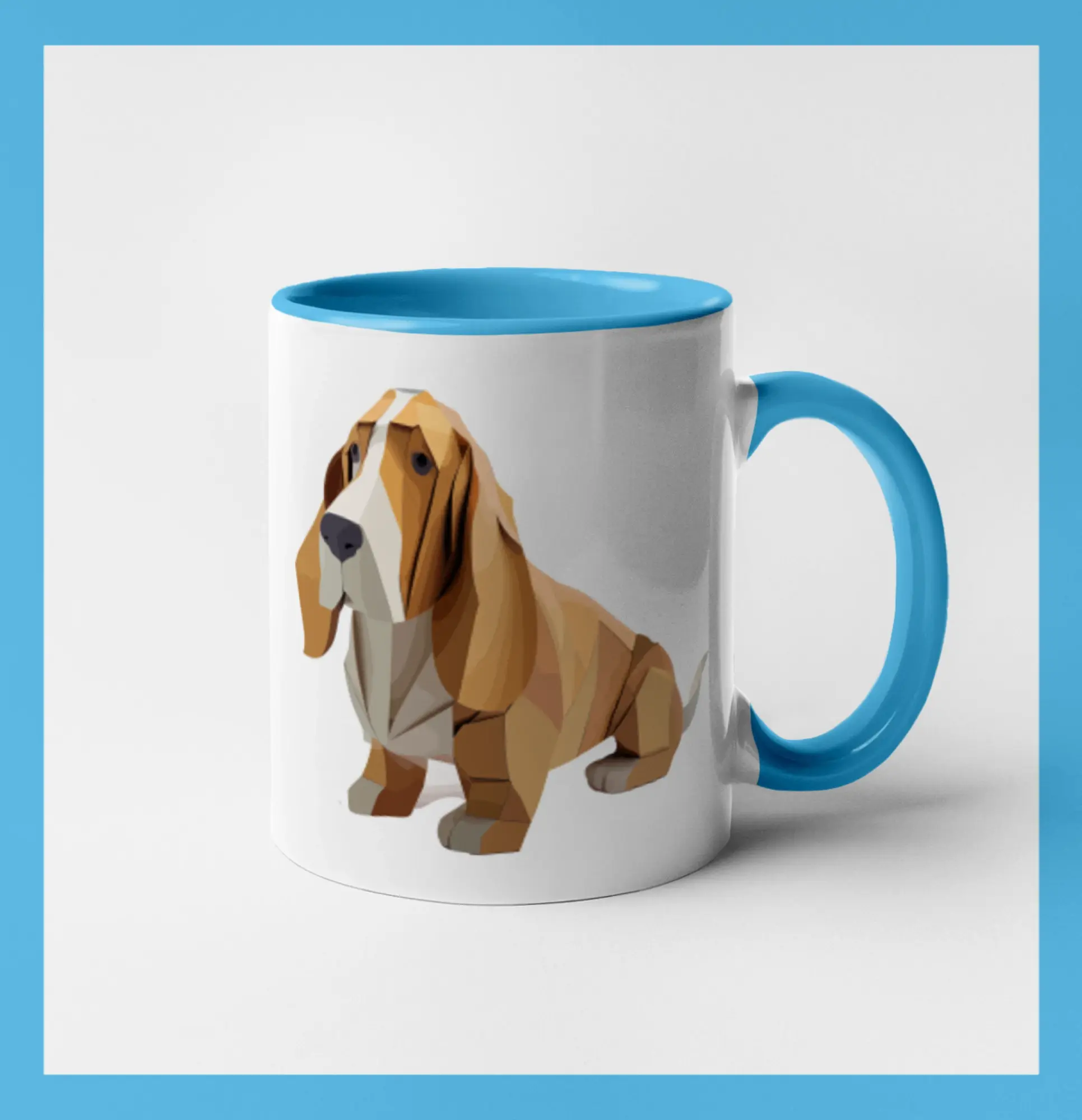 Baset na tričku - Baset zlepený z papiera - Hrnček 