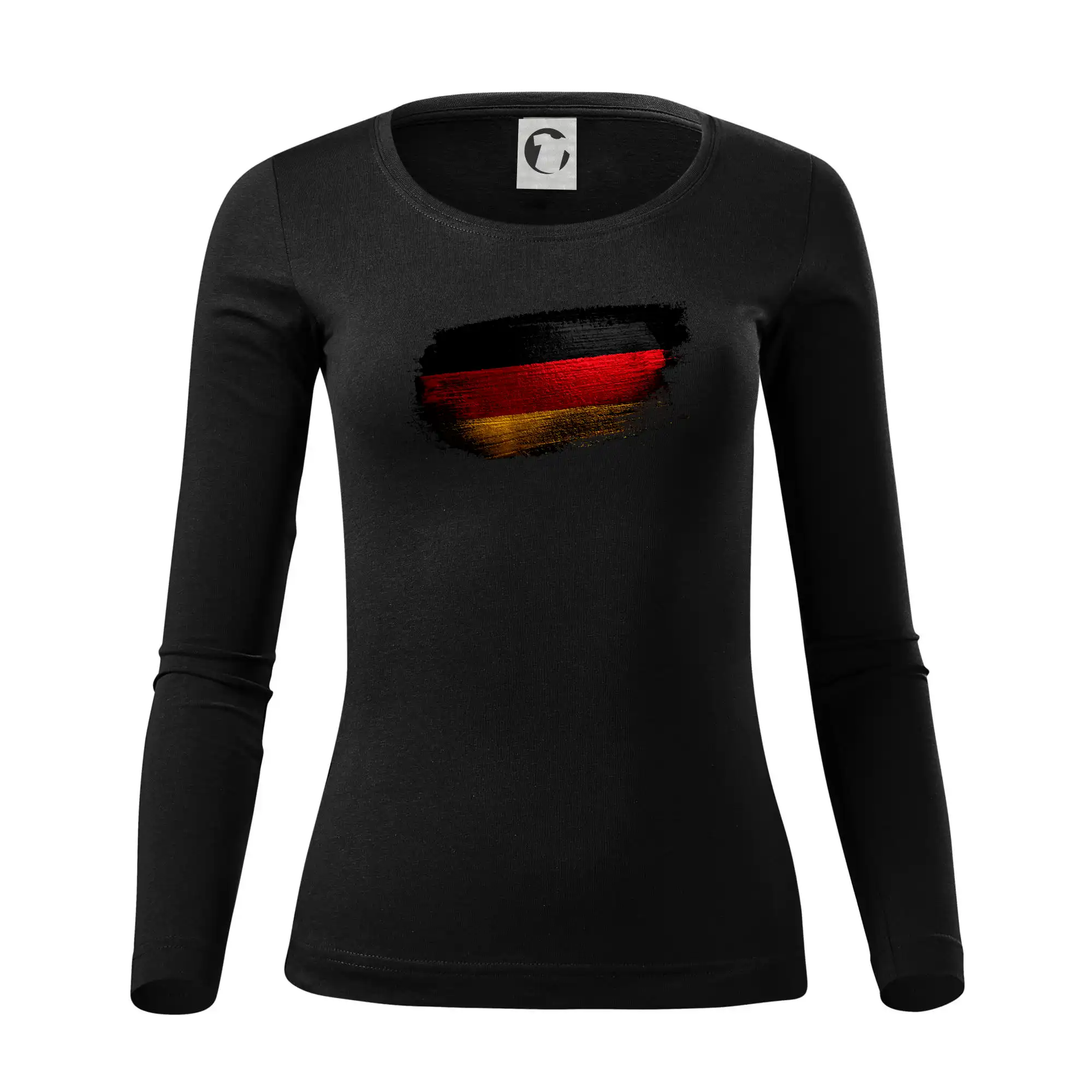 Tričká Nemecko - Nemecká vlajka ohryzaná - Dámske tričko FIT-T LS - zužené