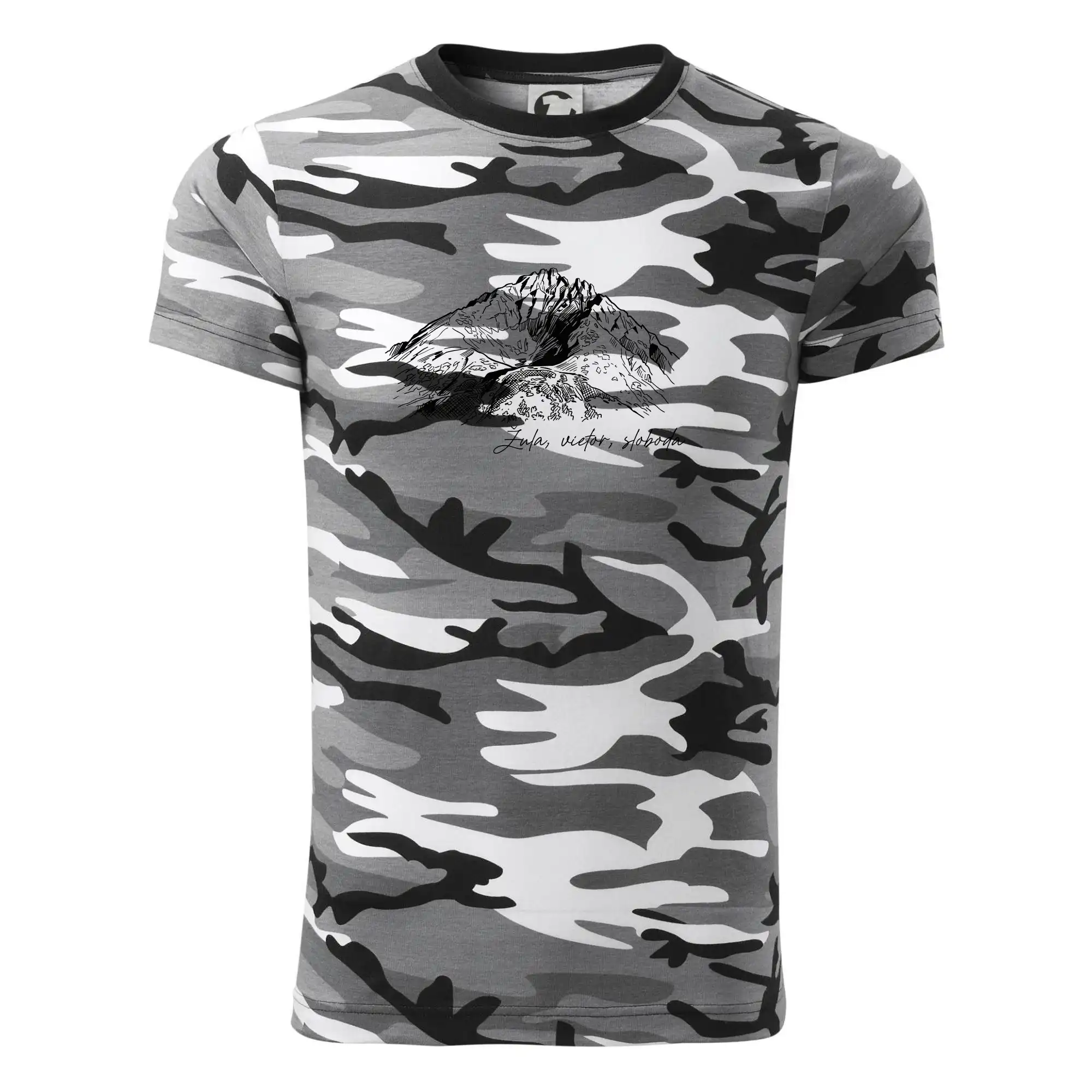 Trička pro horolezcov - Gerlachovský štít - Žula, vietor, sloboda - Army CAMOUFLAGE