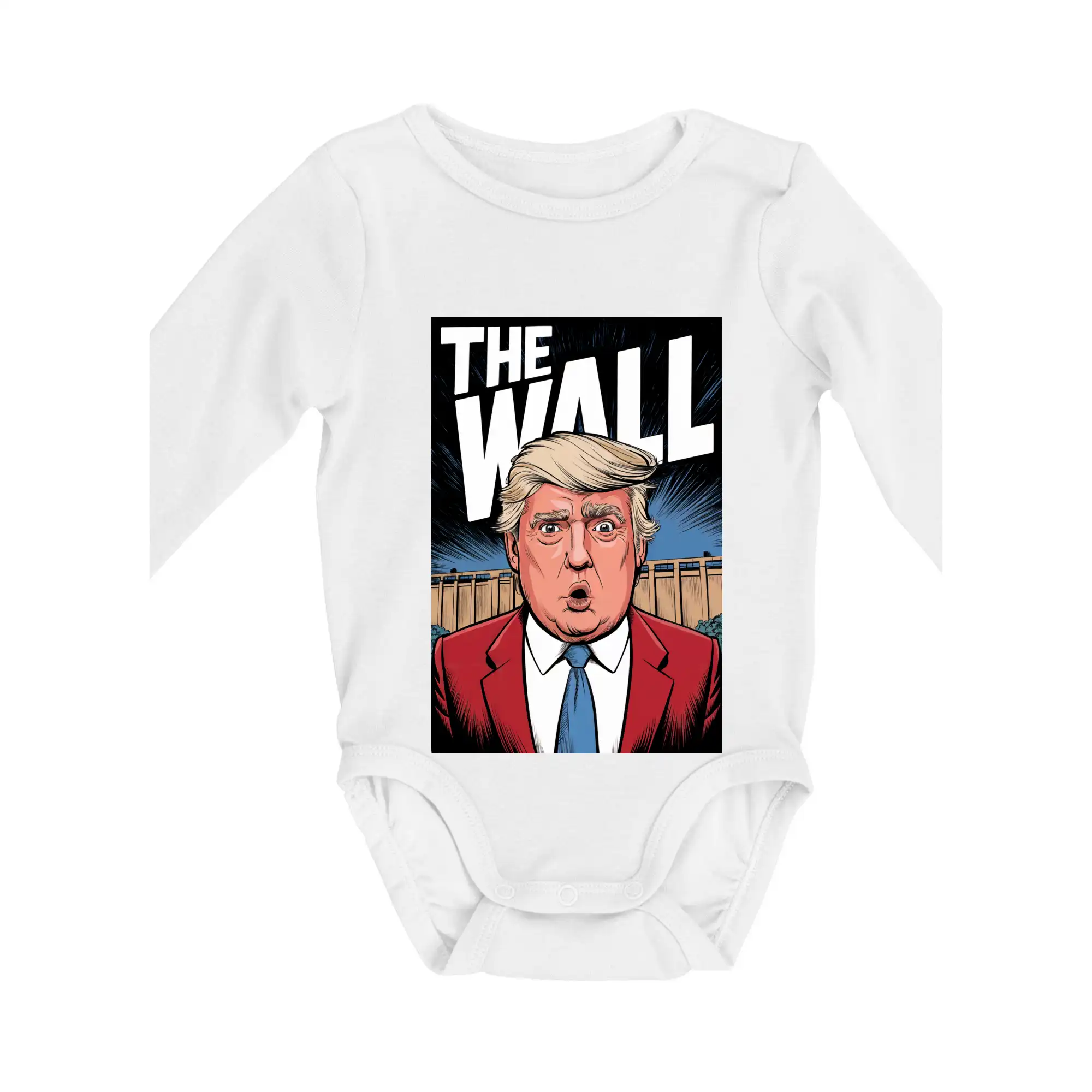 Politické tričká - The wall Trump - Body dojčenské s dlhým rukávom