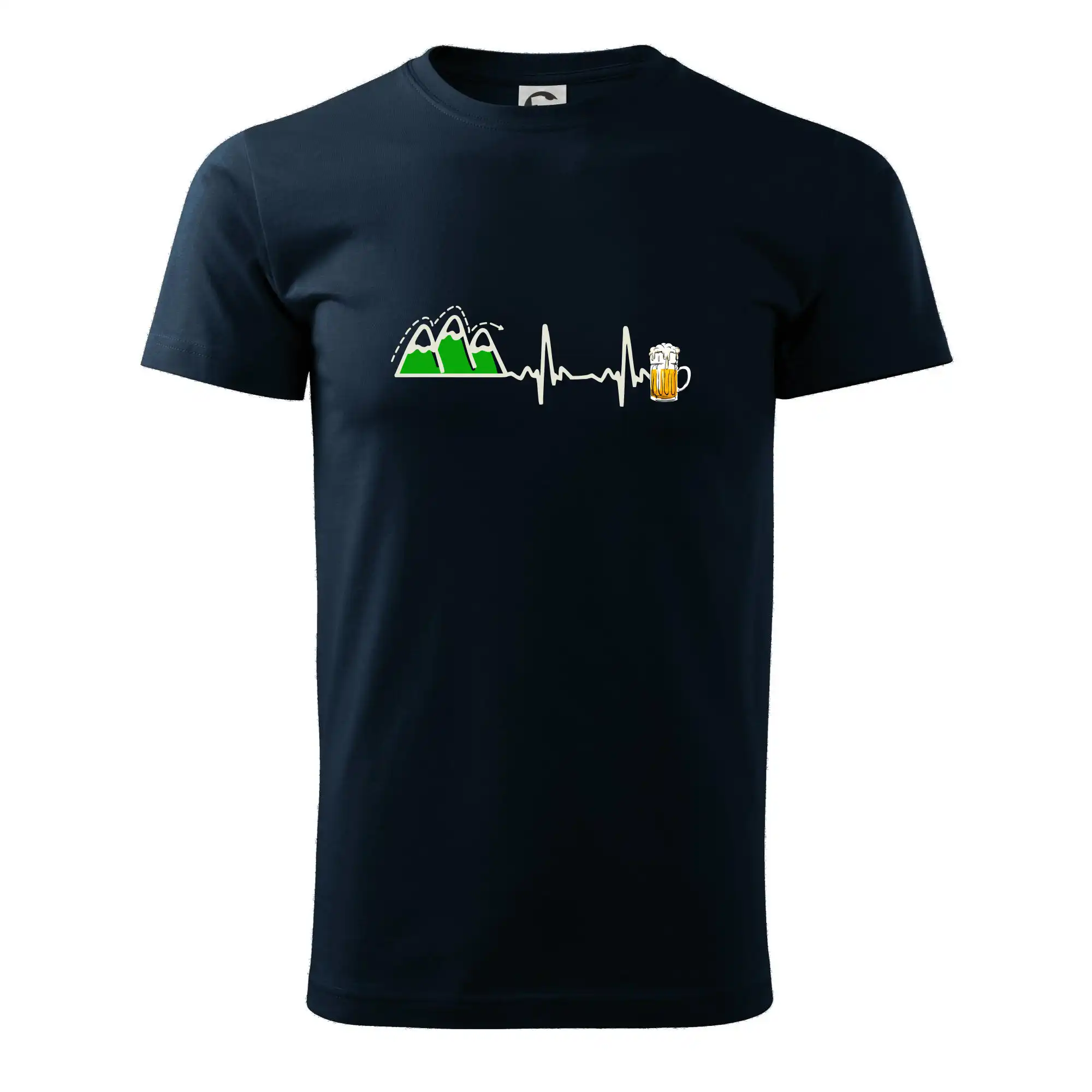 Trička pre cestovateľov - EKG z hôr na pivo - Tričko extra veľké  (5-8XL)