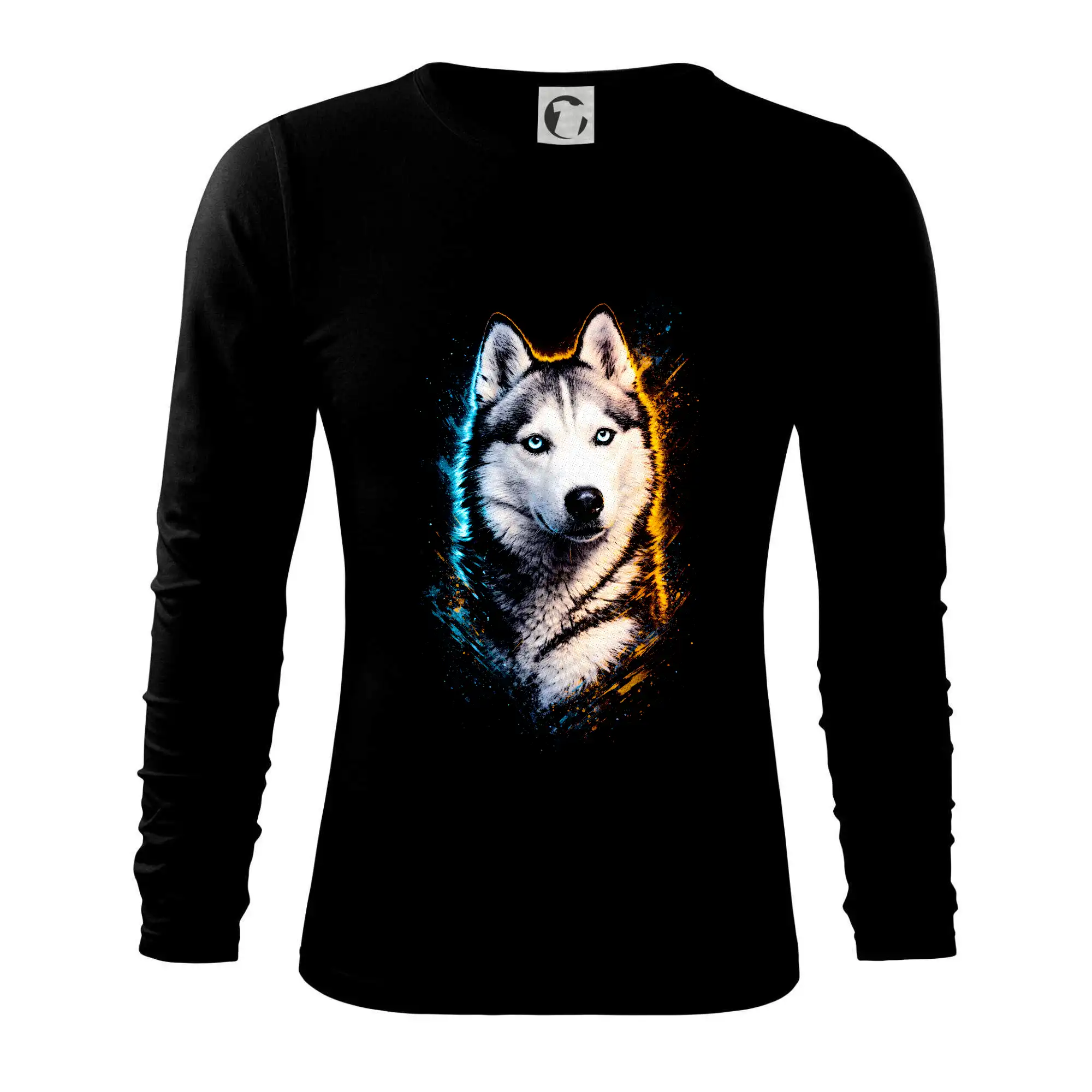 Tričká s motívom Sibírsky husky - Obrázok poltón Husky hlava - Tričko s dlhým rukávom FIT-T long sleeve