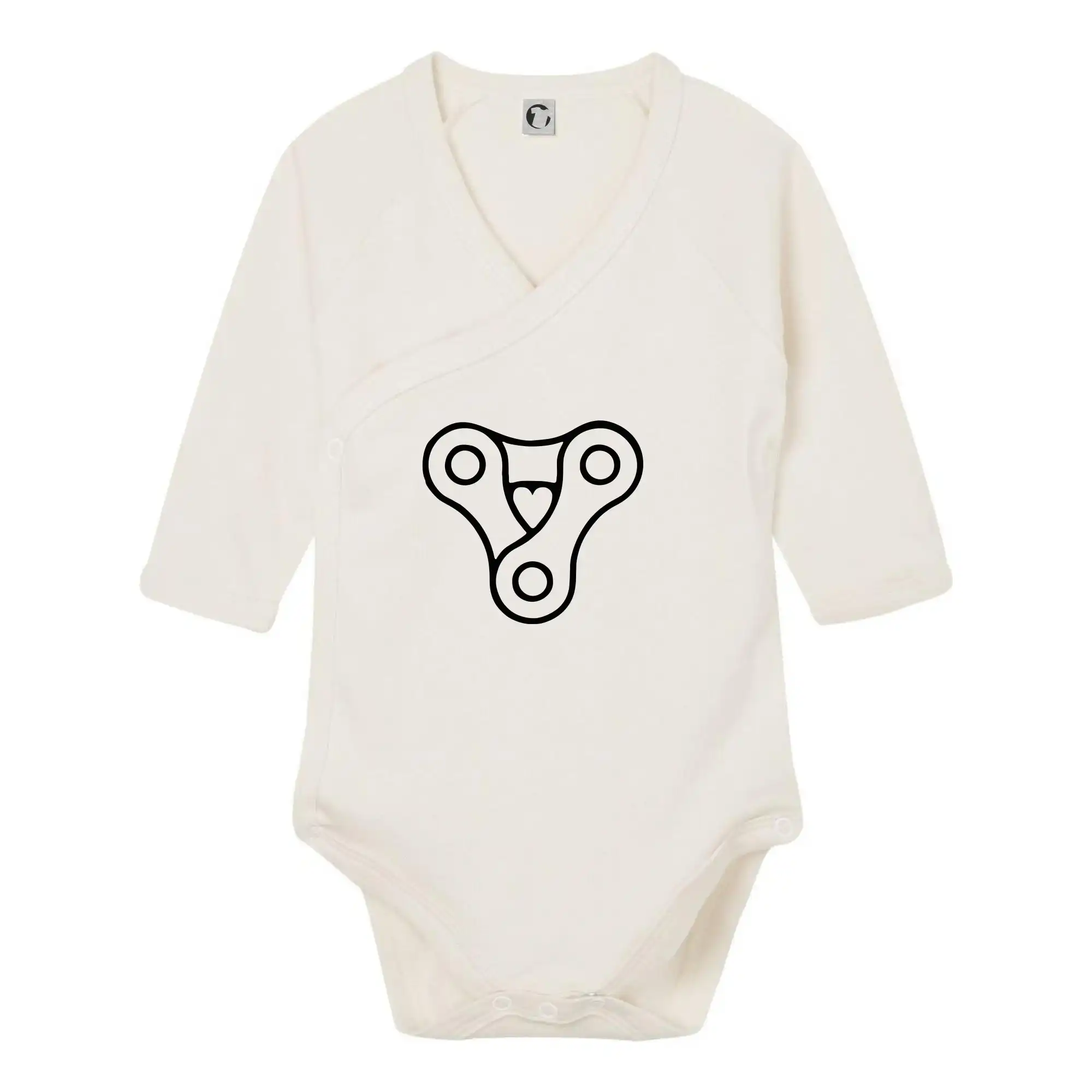 Tričko ako darček pre cyklistu - Cyklo srdce reťaz trojuholník - Body zavinovacie s dlhým rukávom