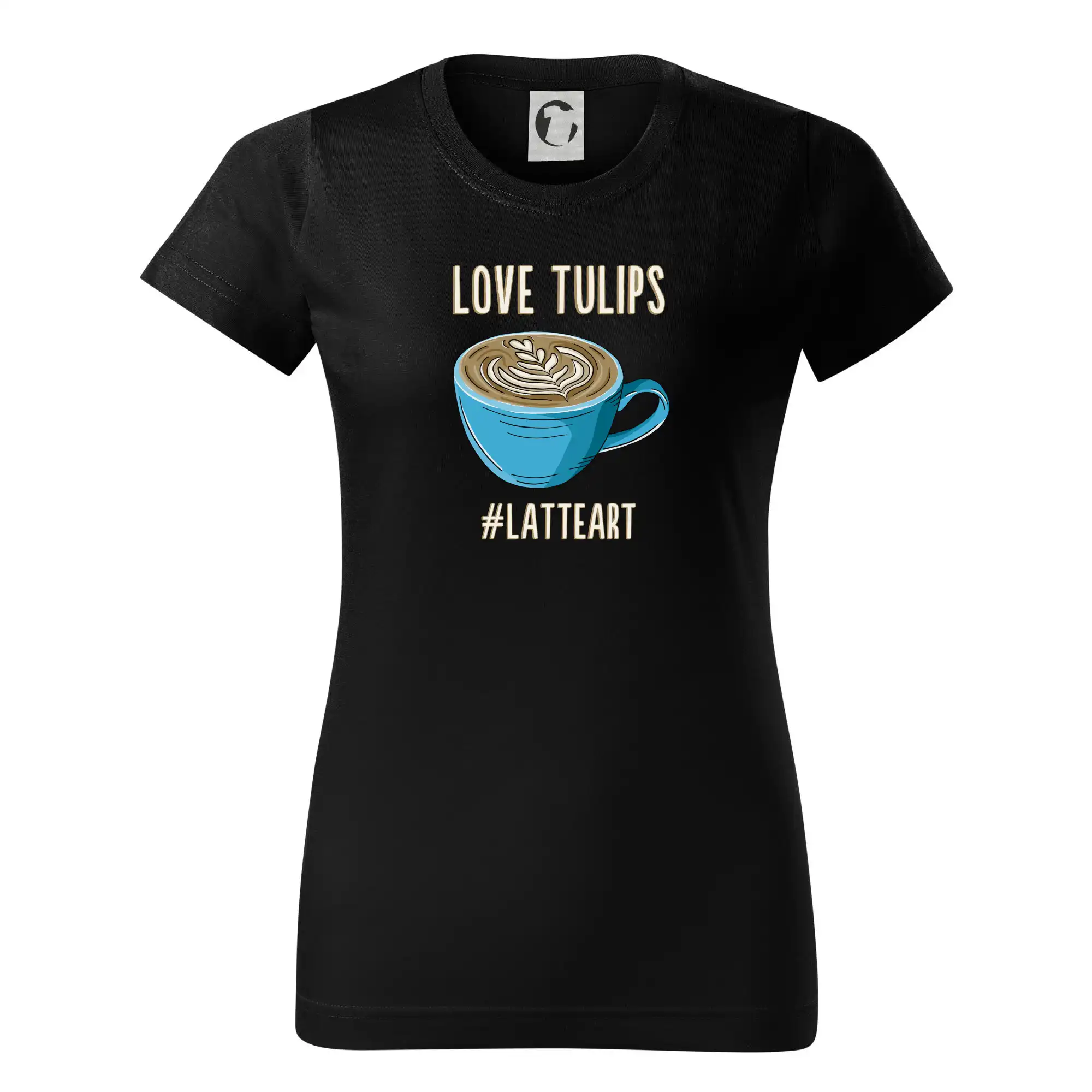 Motívy pre baristu a milovníkov kávy - Love tulips - latteart (Radek Pilař ART) - Dámske tričko basic - ľahko voľnejšie a dlhšie