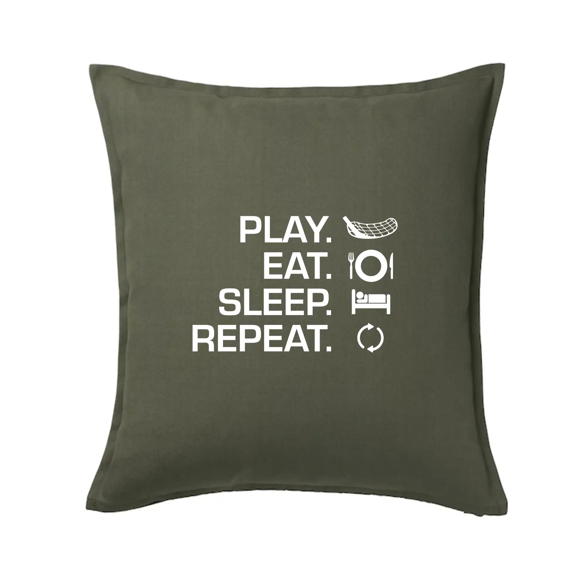Florbalové tričká - Play Eat Sleep Repeat florbal - Vankúš 50x50