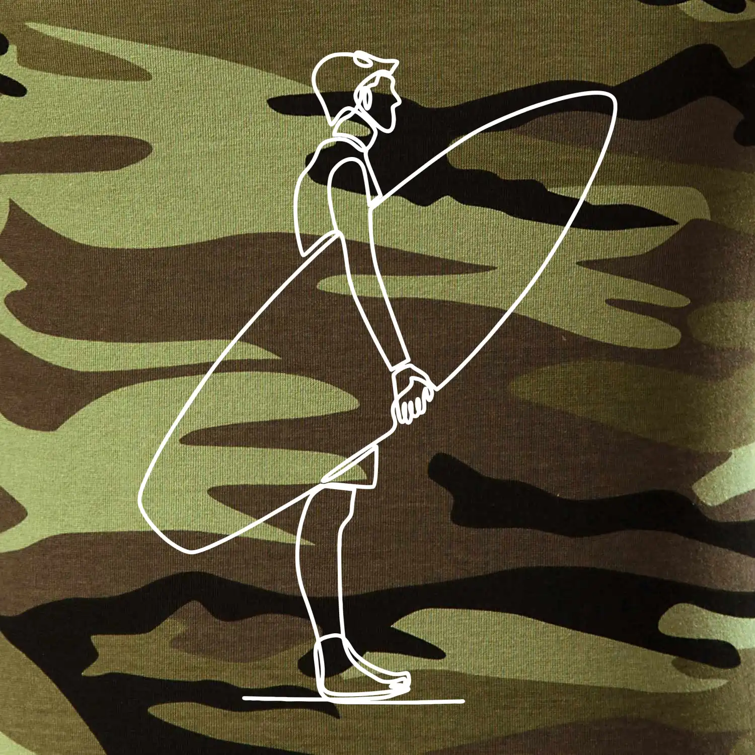 Surfař stojící jedním tahem