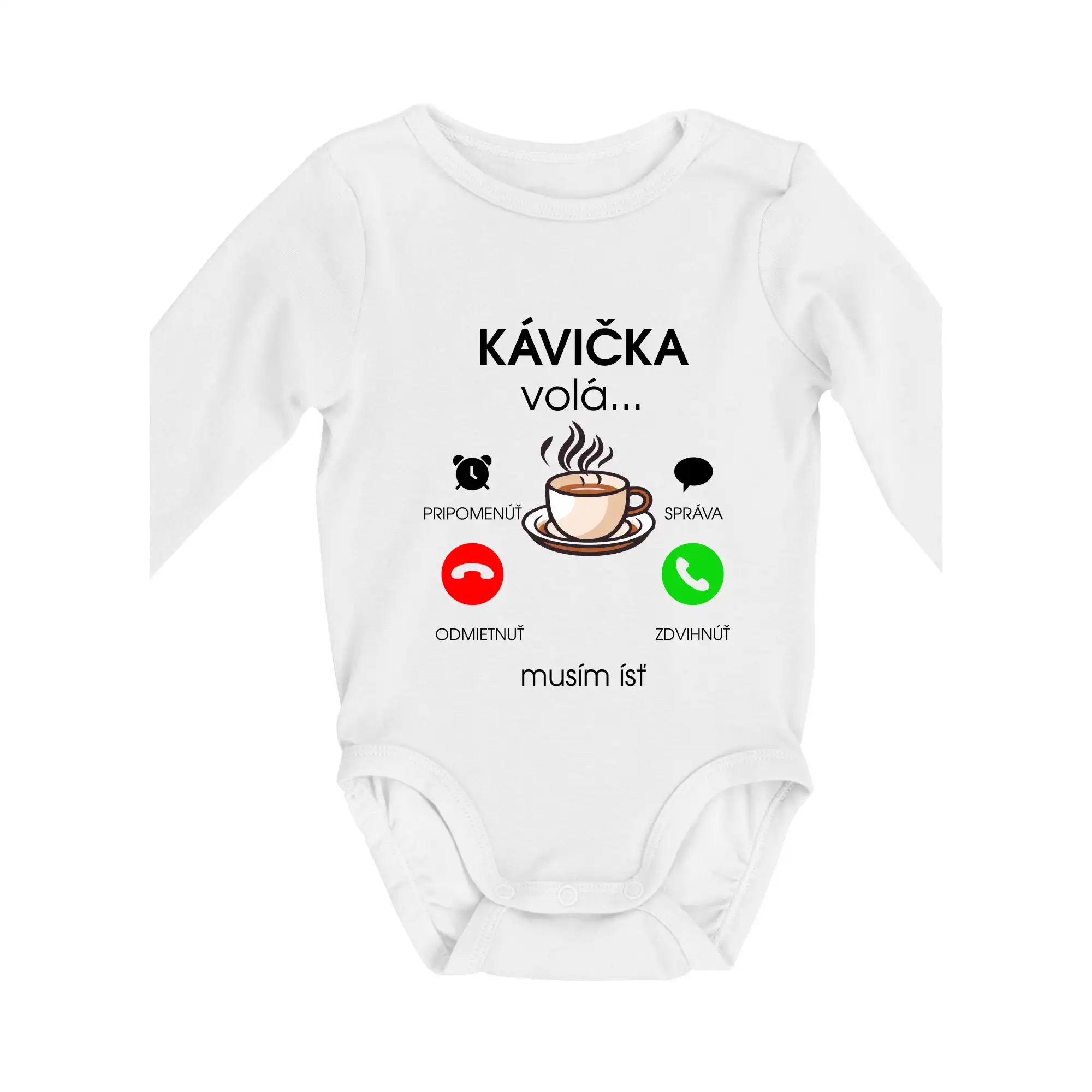 Motívy pre baristu a milovníkov kávy - Kávička volá - Body dojčenské s dlhým rukávom