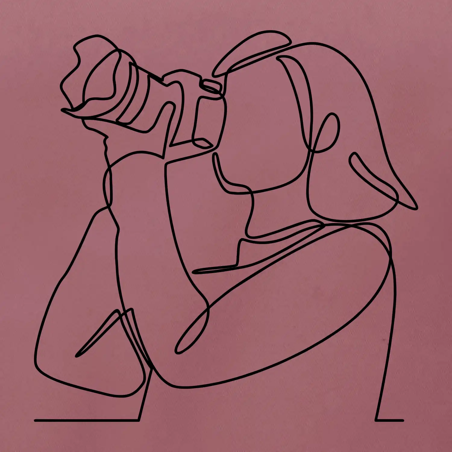 Fotografka stojící jedním tahem