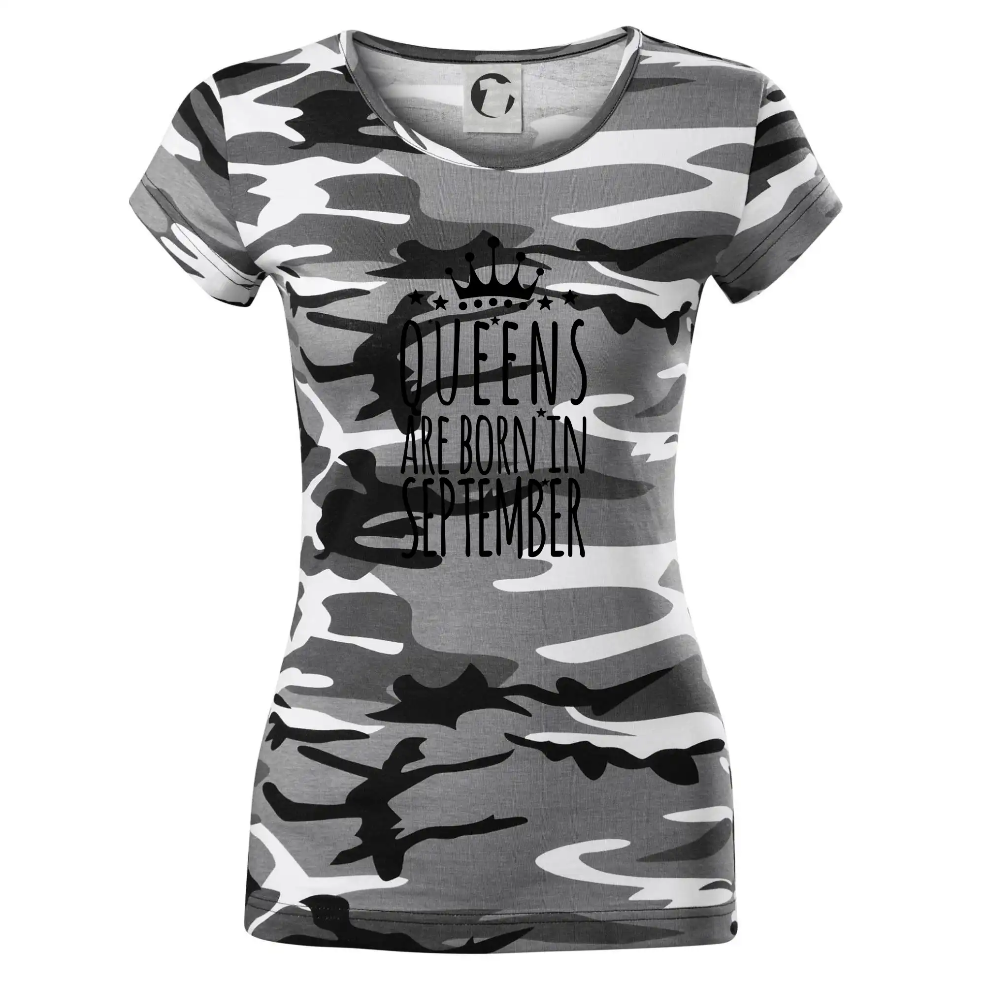 Tričká pre narodených v septembri - Queens are born in September - Dámske maskáčové tričko