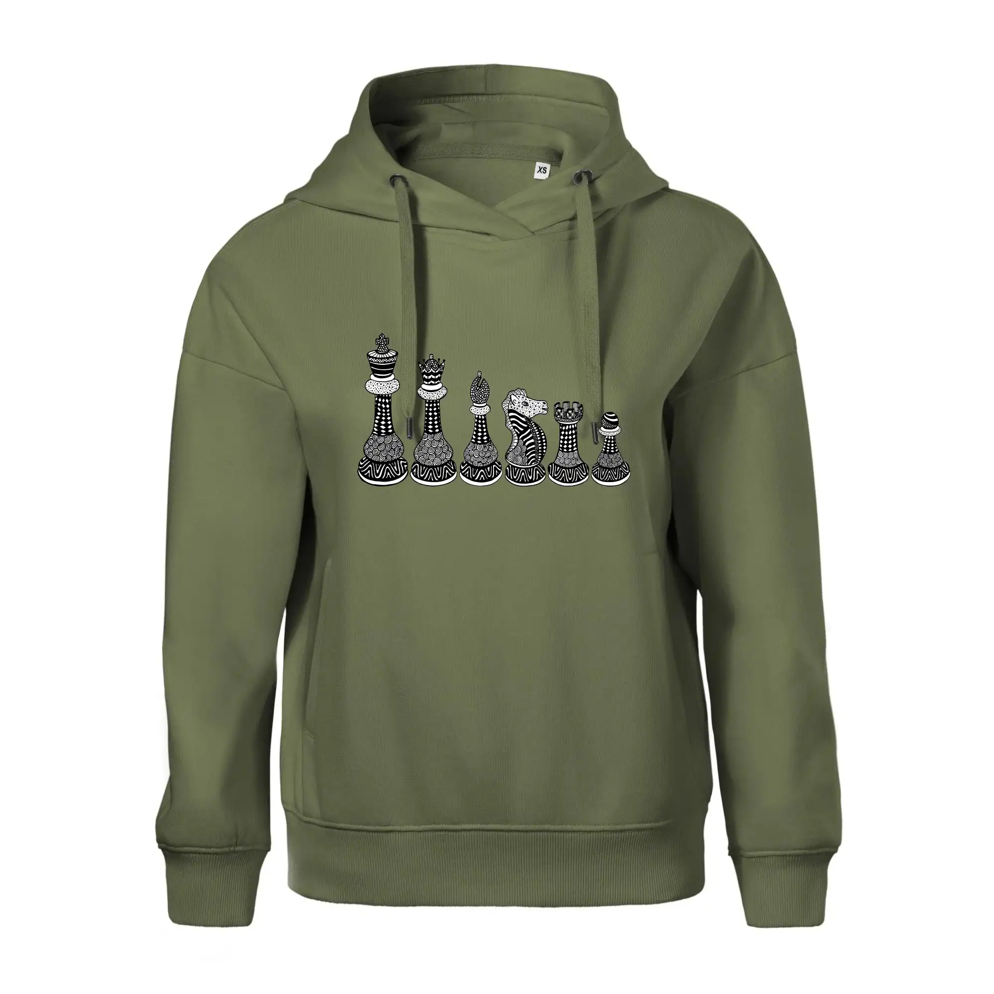 Šachové figurky v řadě - kreslené