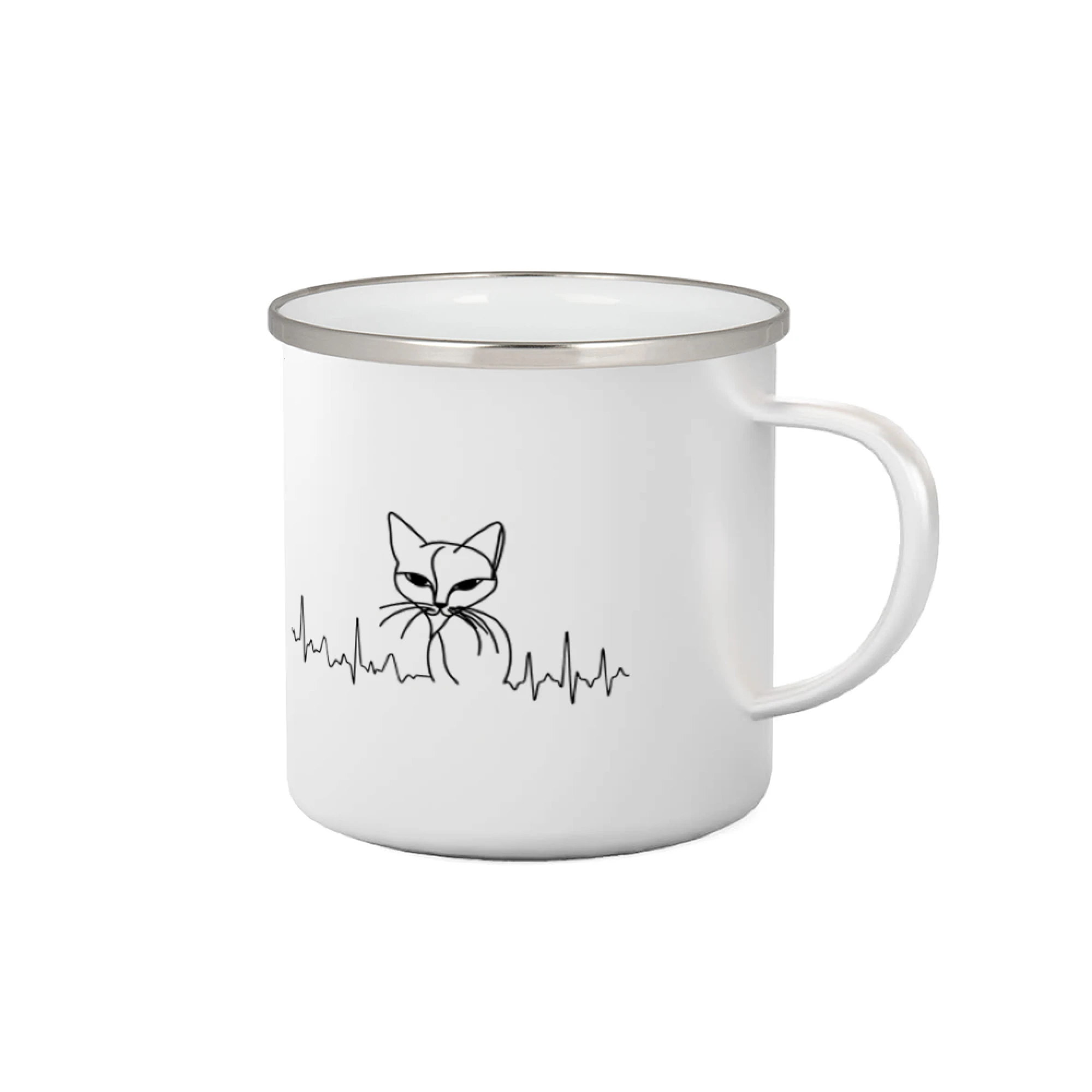 Vtipná tričká s mačkou - EKG krivka mačka - Plecháčik