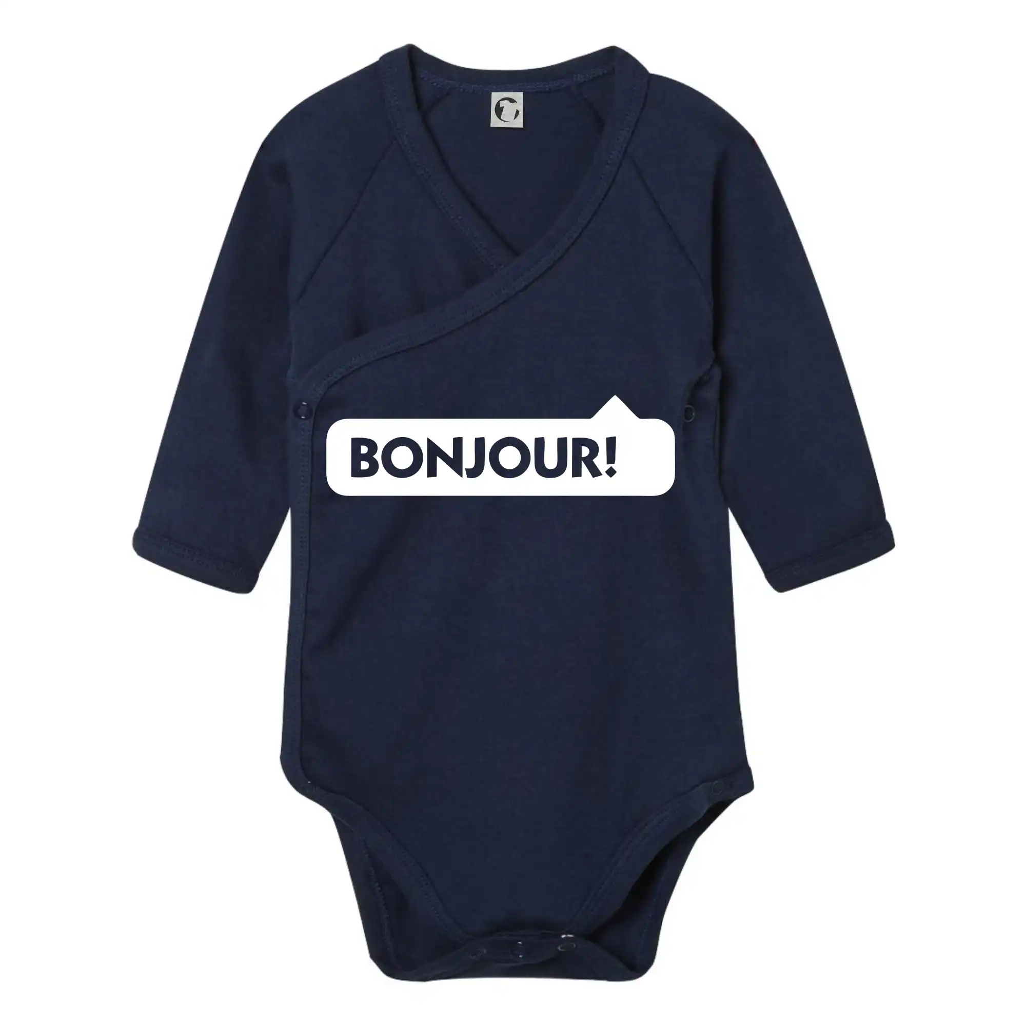 Tričká Francúzsko - Nápis Bonjour - Body zavinovacie s dlhým rukávom
