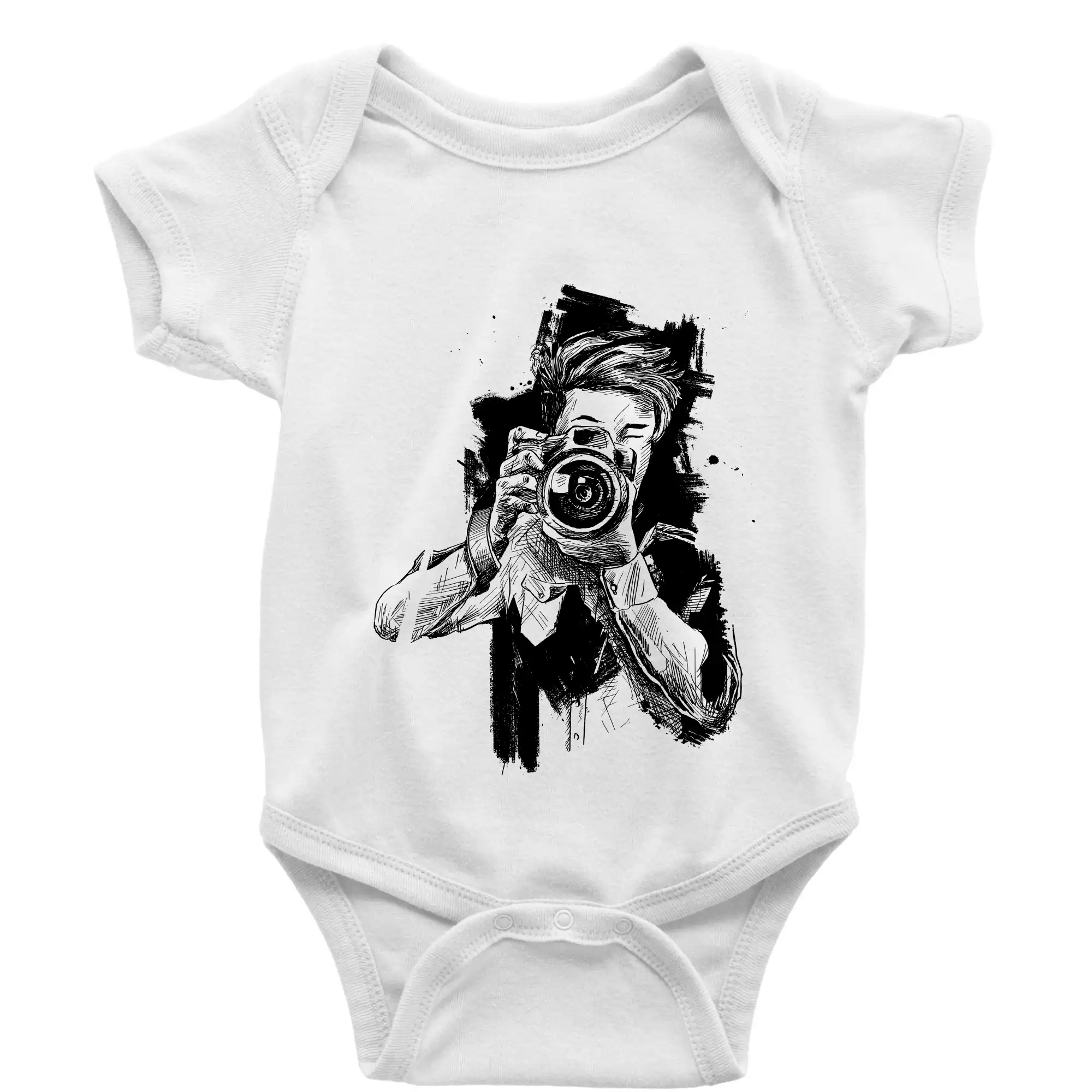 Tričká pre fotografov - Fotograf kreslený ceruzkou - Body dojčenské s krátkym rukávom