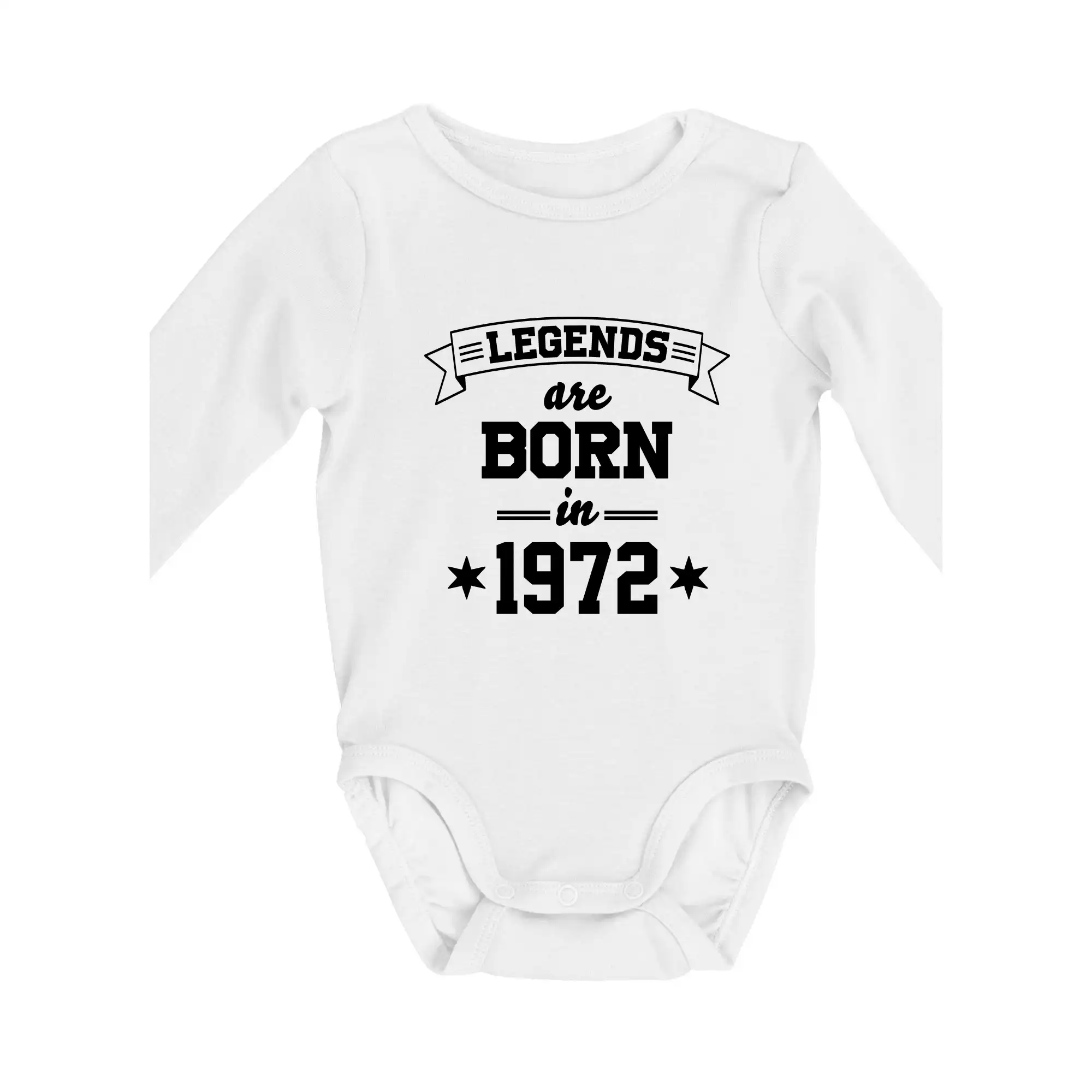 Trička s ročníkom 1972 - Legends are born in 1972 - Body dojčenské s dlhým rukávom