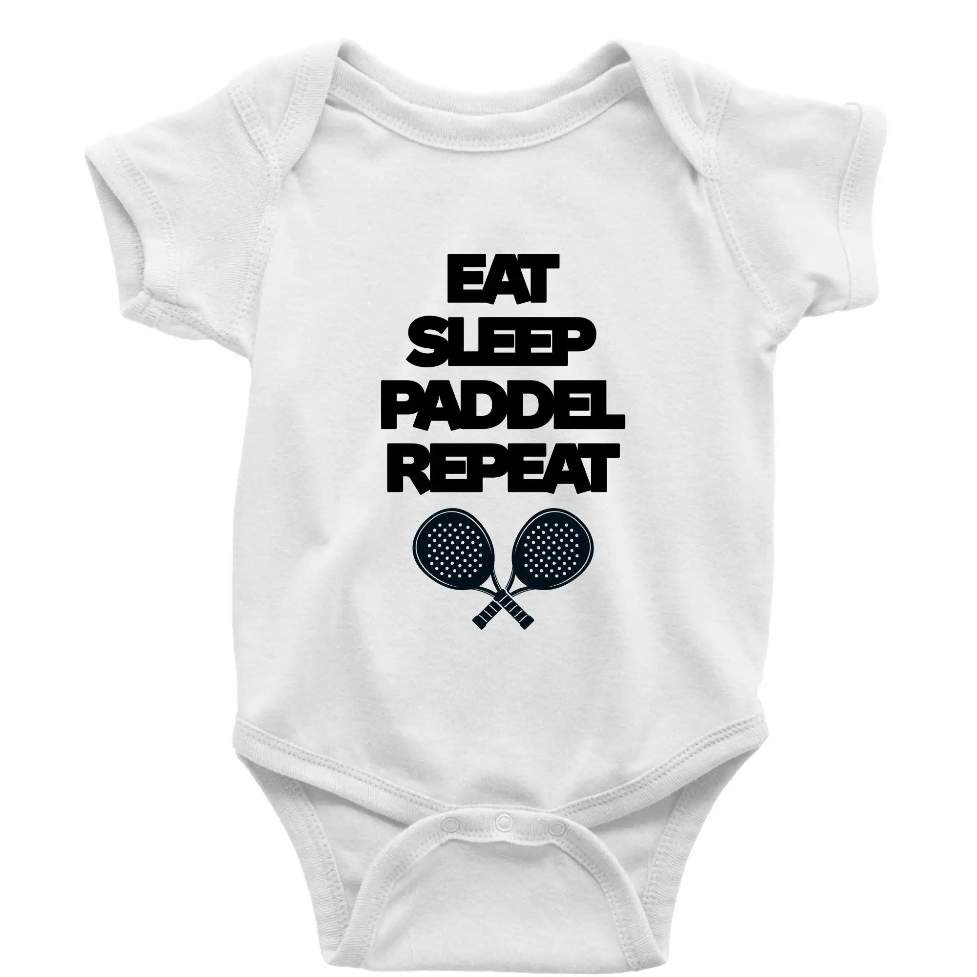 Tričká s motívmi Padel tenis - Eat sleep padiel repeat pod sebou - Body dojčenské s krátkym rukávom