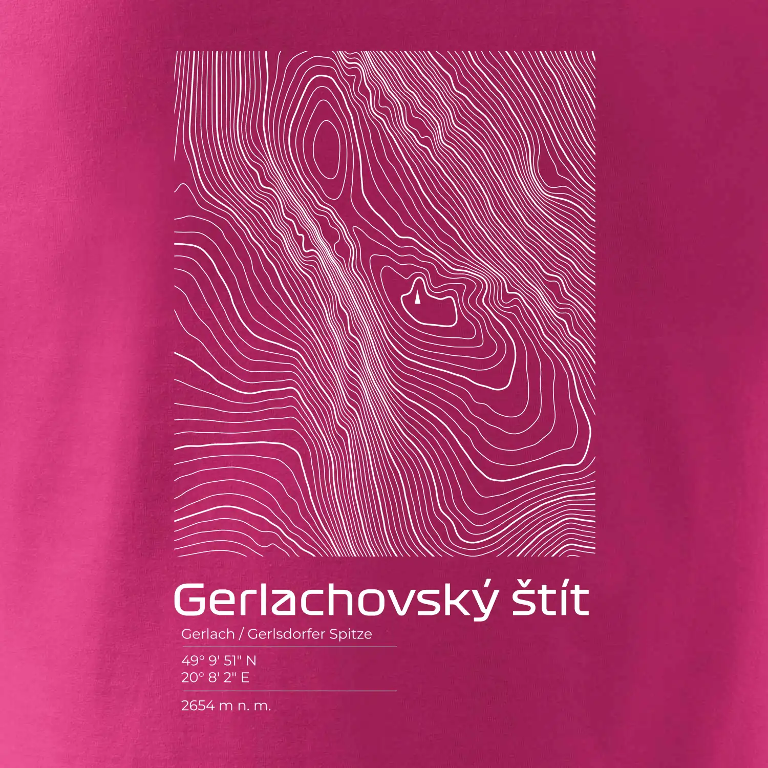 Gerlachovský štít - vrstevnice v obdélníku