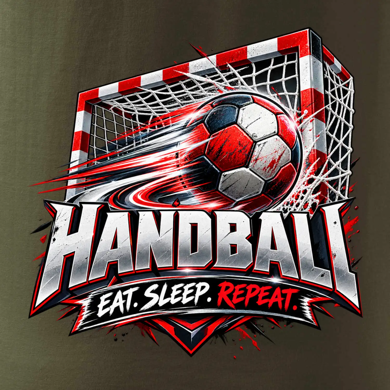 Házenkářský míč v brance eat sleep repeat
