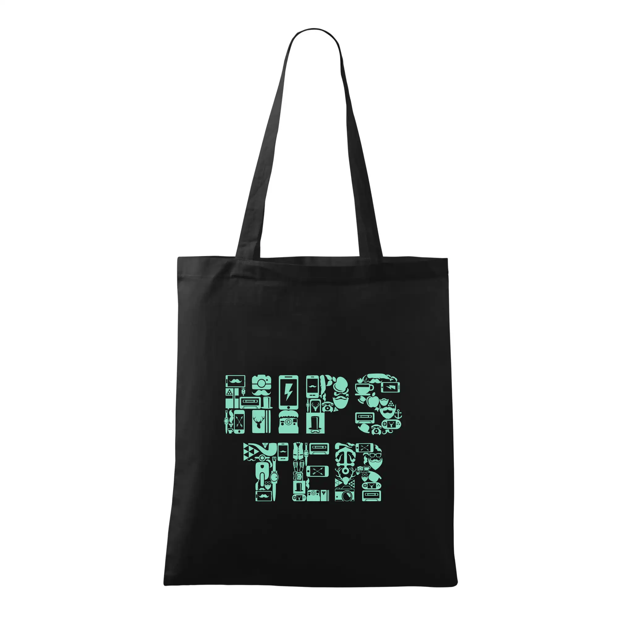 Grafické tričká - HIPSTER nápis ikony - Taška bavlnená