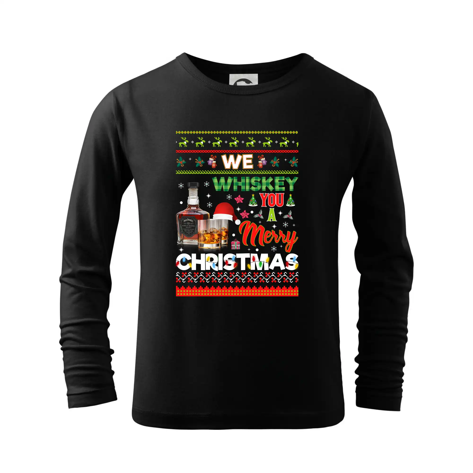 Vianočné tričká - We Whiskey you a Merry Christmas - Tričko detské Long Sleeve