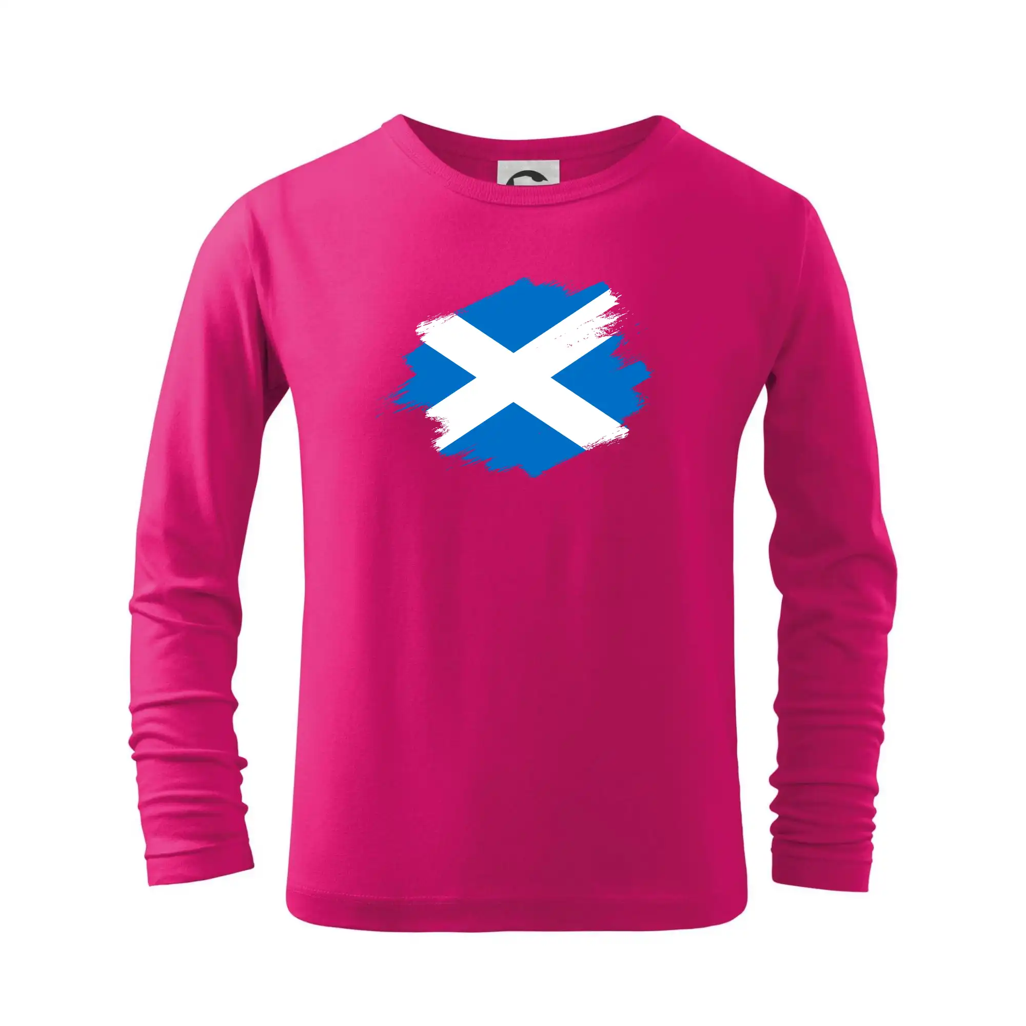 Motívy štátnych vlajok - Škótska vlajka kreslená štetcom - Tričko detské Long Sleeve