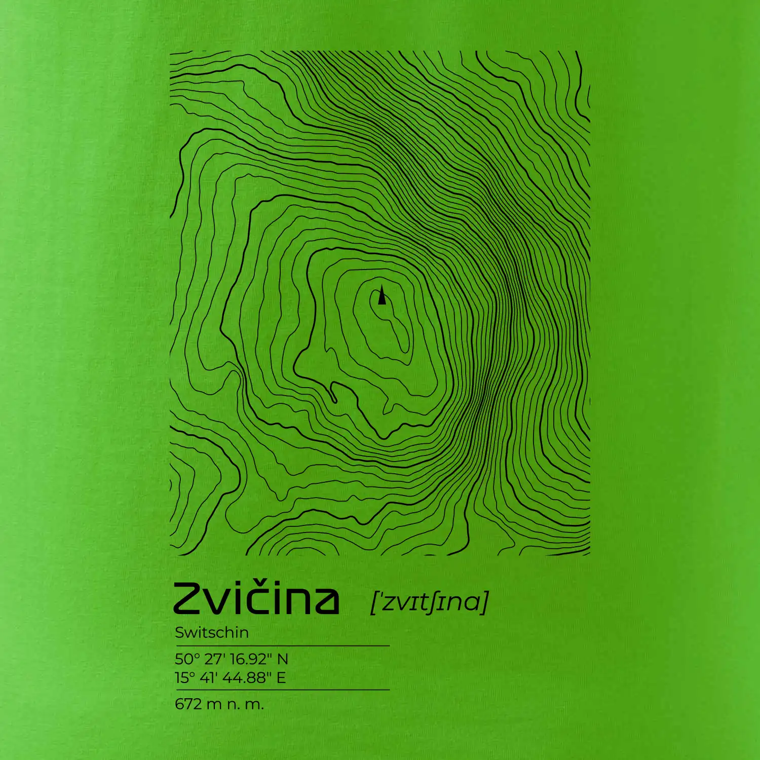 Zvičina - vrstevnice v obdélníku