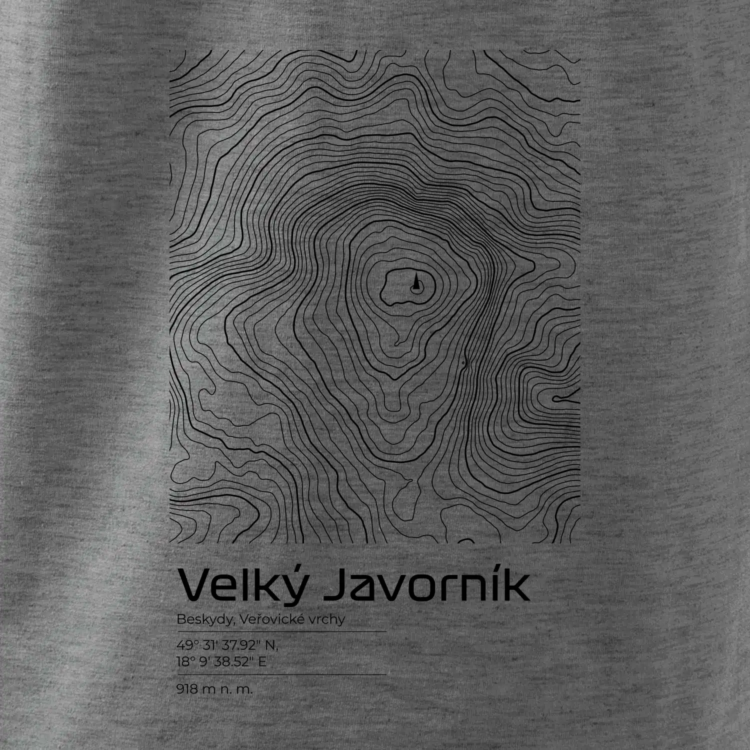 Velký Javorník - vrstevnice v obdélníku