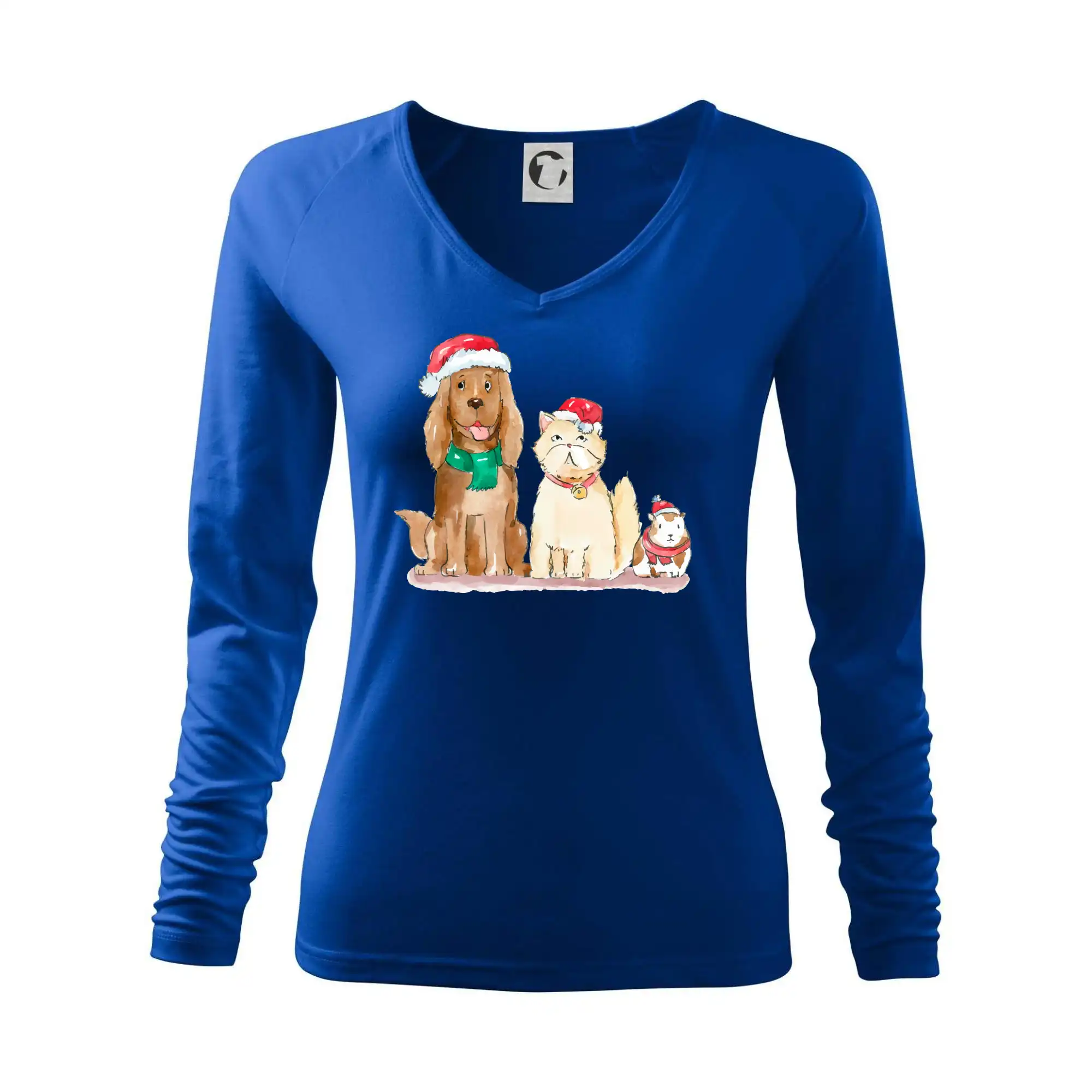 Tričká so zvieratami - Veselé vianoce - pes, škrečok a mačka - Tričko dámske Elegance