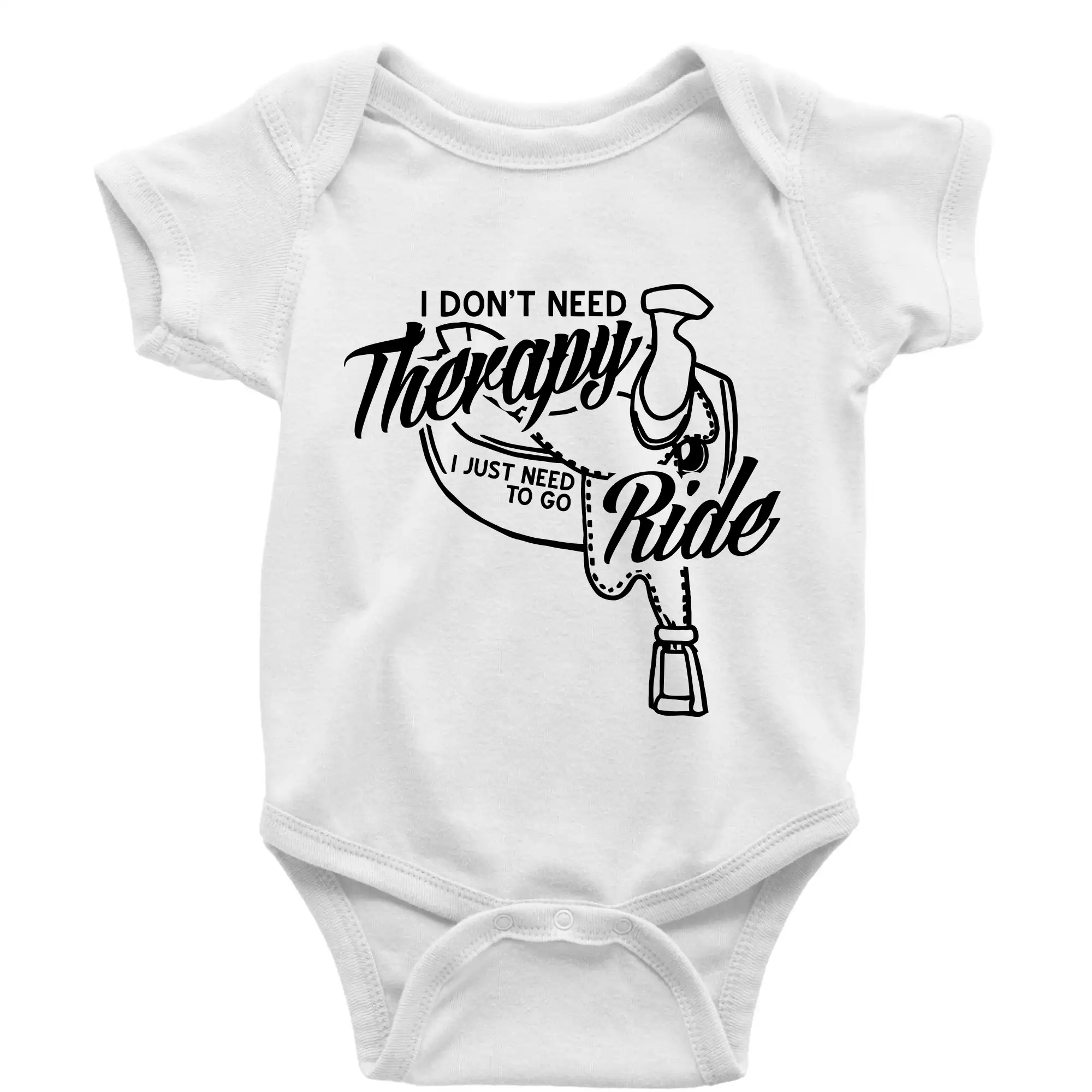 Tričká s koňmi - I don't Therapy Ride - jazdkyňa - Body dojčenské s krátkym rukávom
