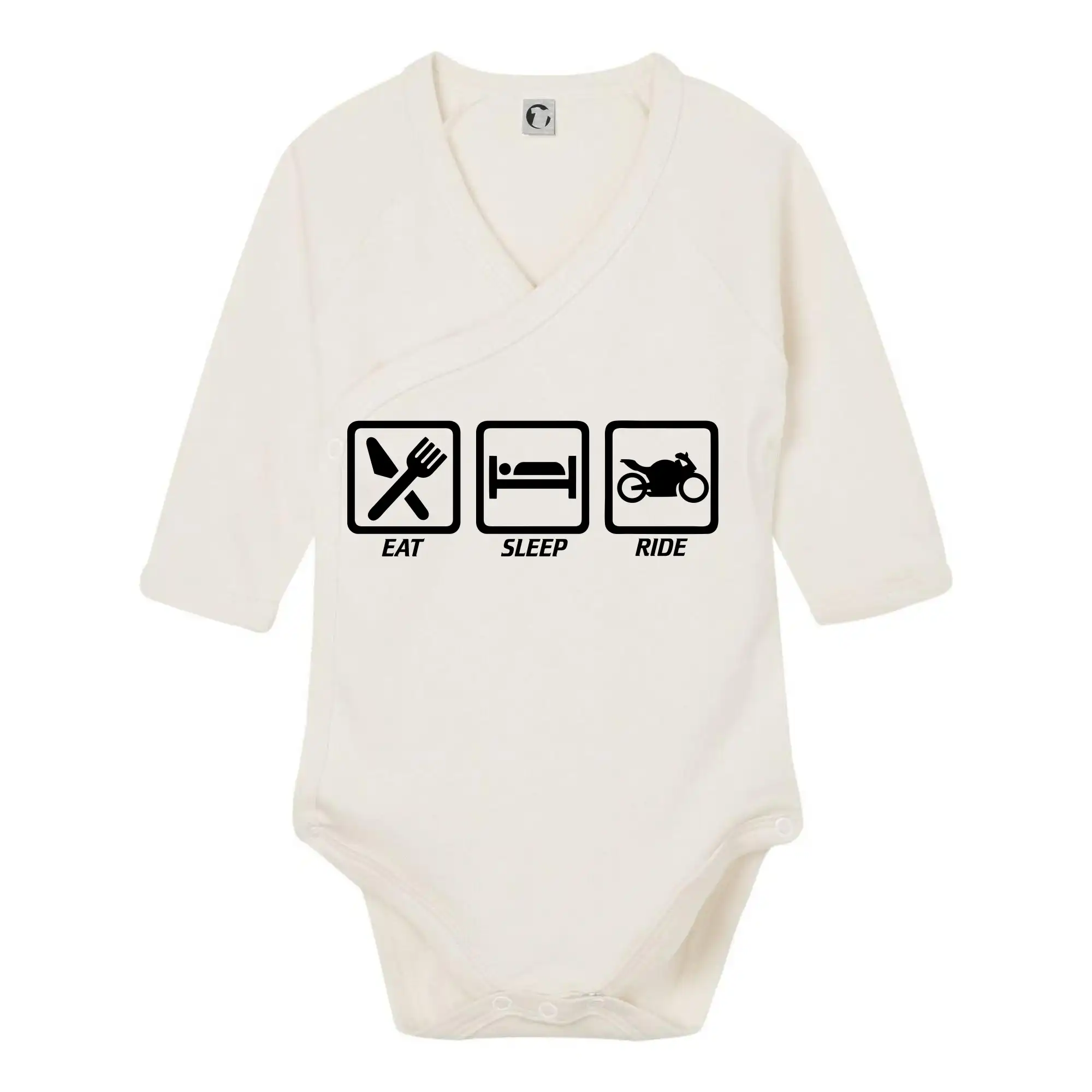 Tričká a mikiny s potlačou motoriek – pre pravých motorkárov - Eat sleep ride - cesta - Body zavinovacie s dlhým rukávom